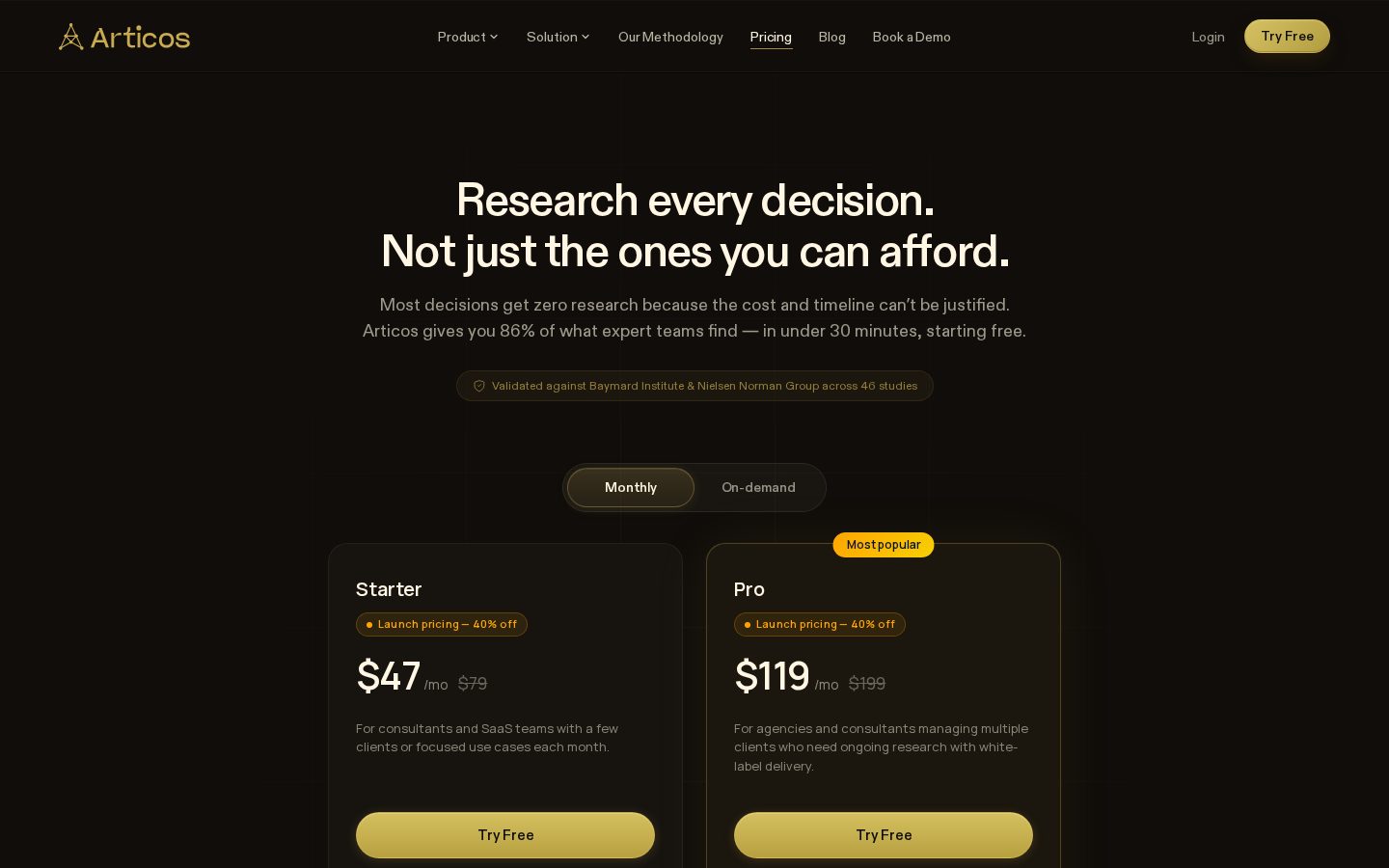 Articos Pricing