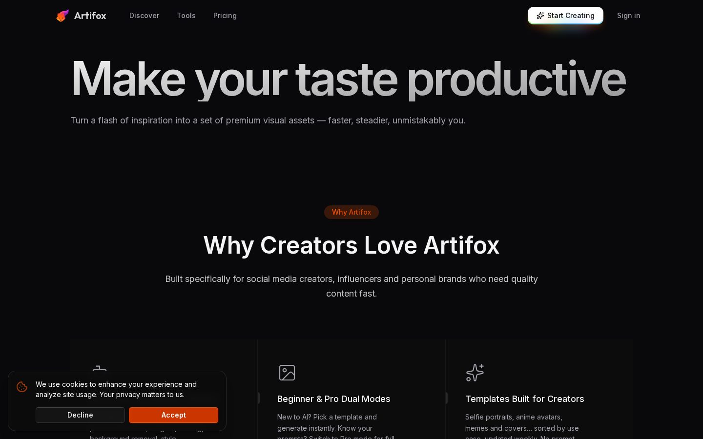 Artifox Homepage