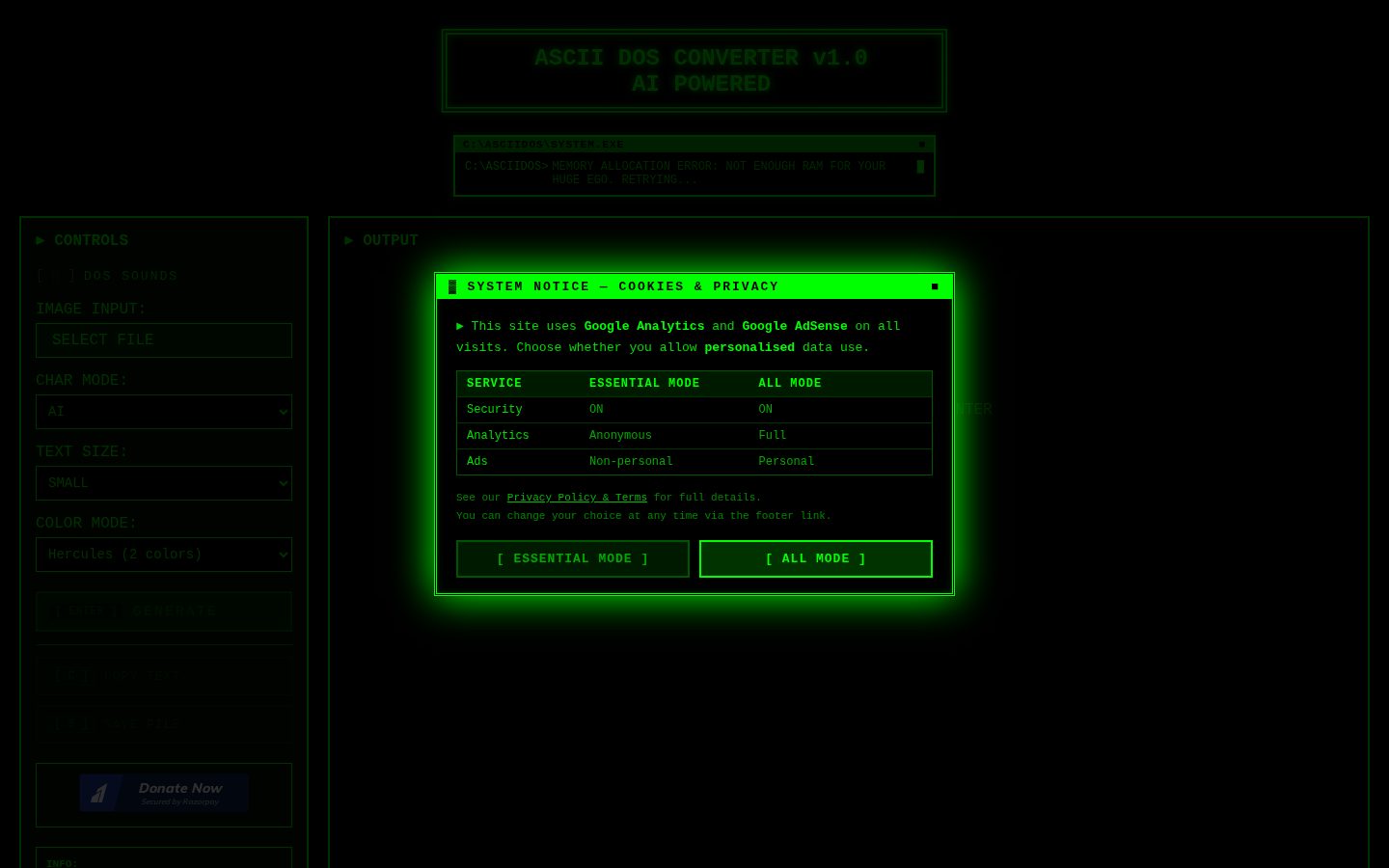 ASCII Art Converter Homepage