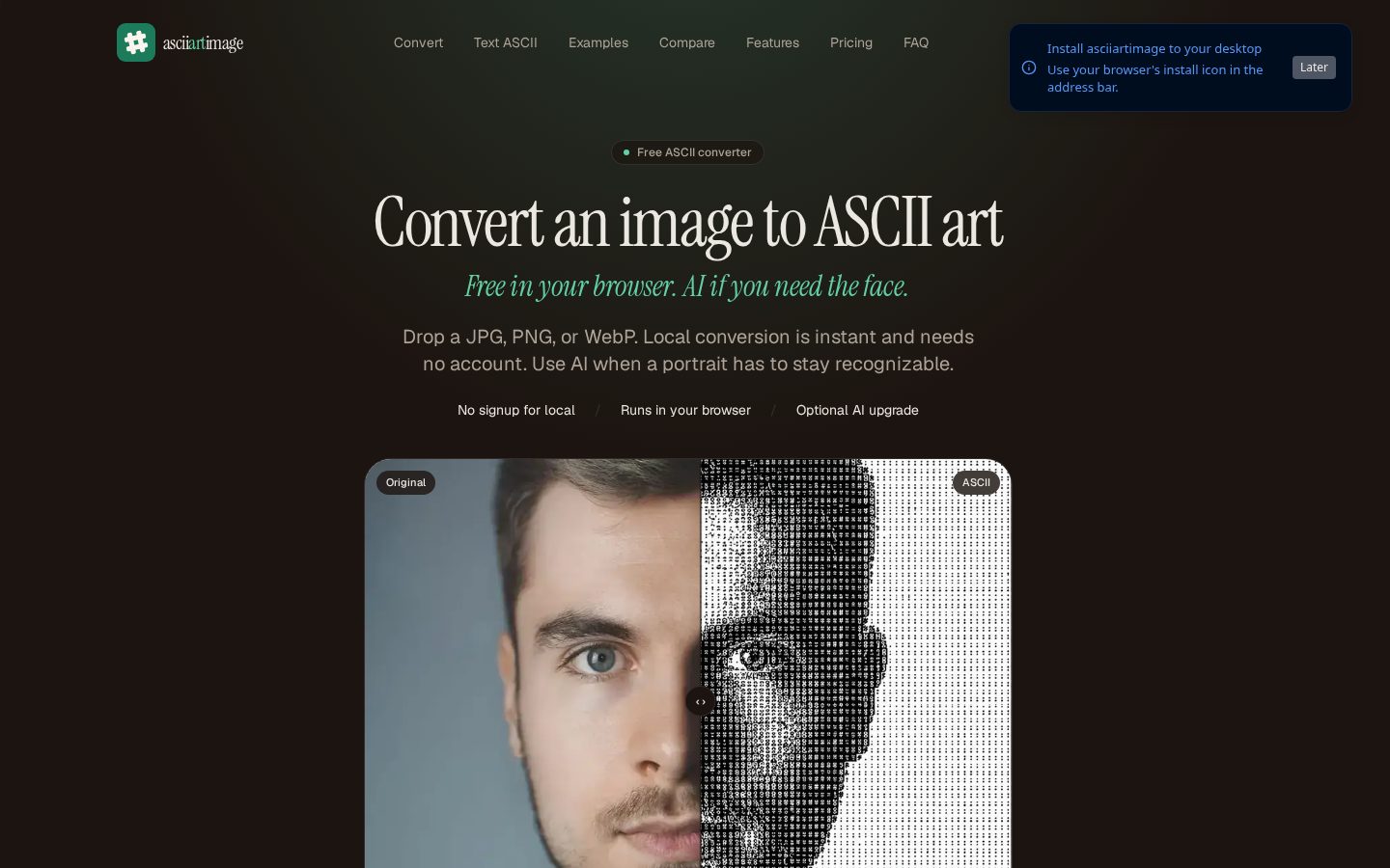 ascii art image Homepage