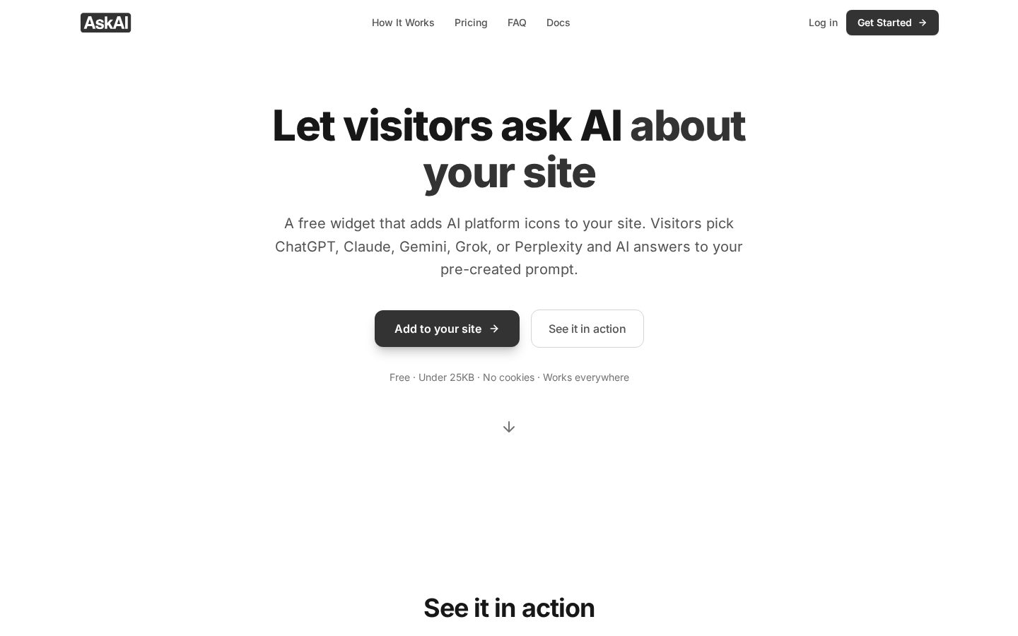 Ask AI widget Homepage