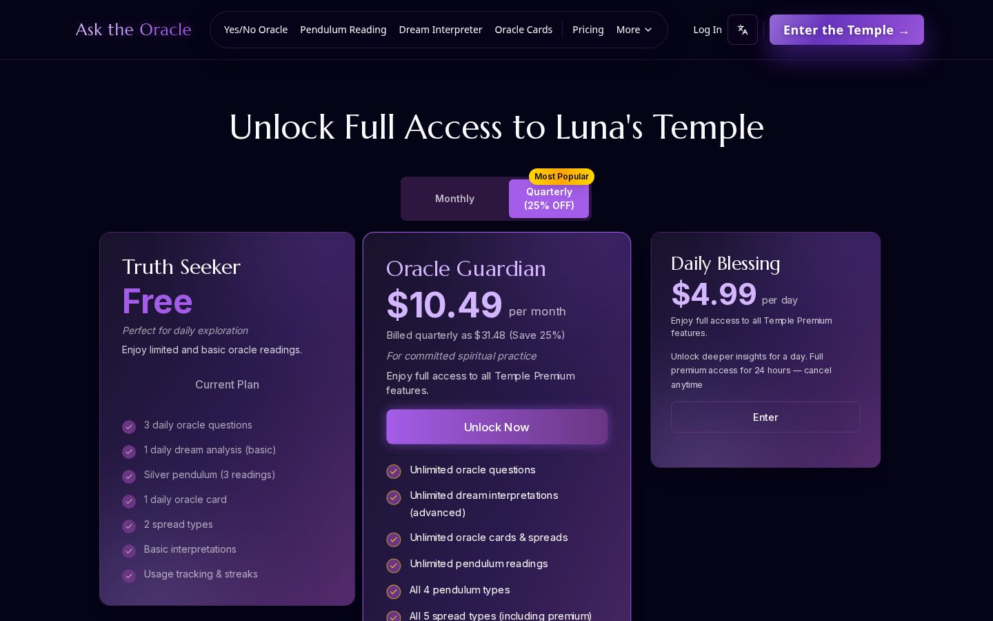 Ask The Oracle Pricing