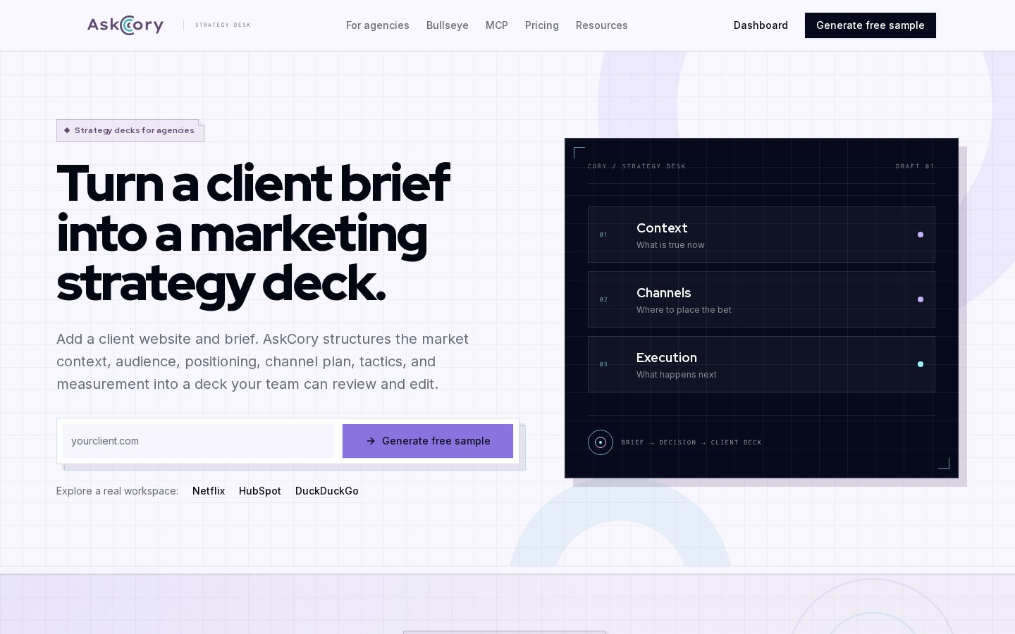 AskCory.ai Homepage