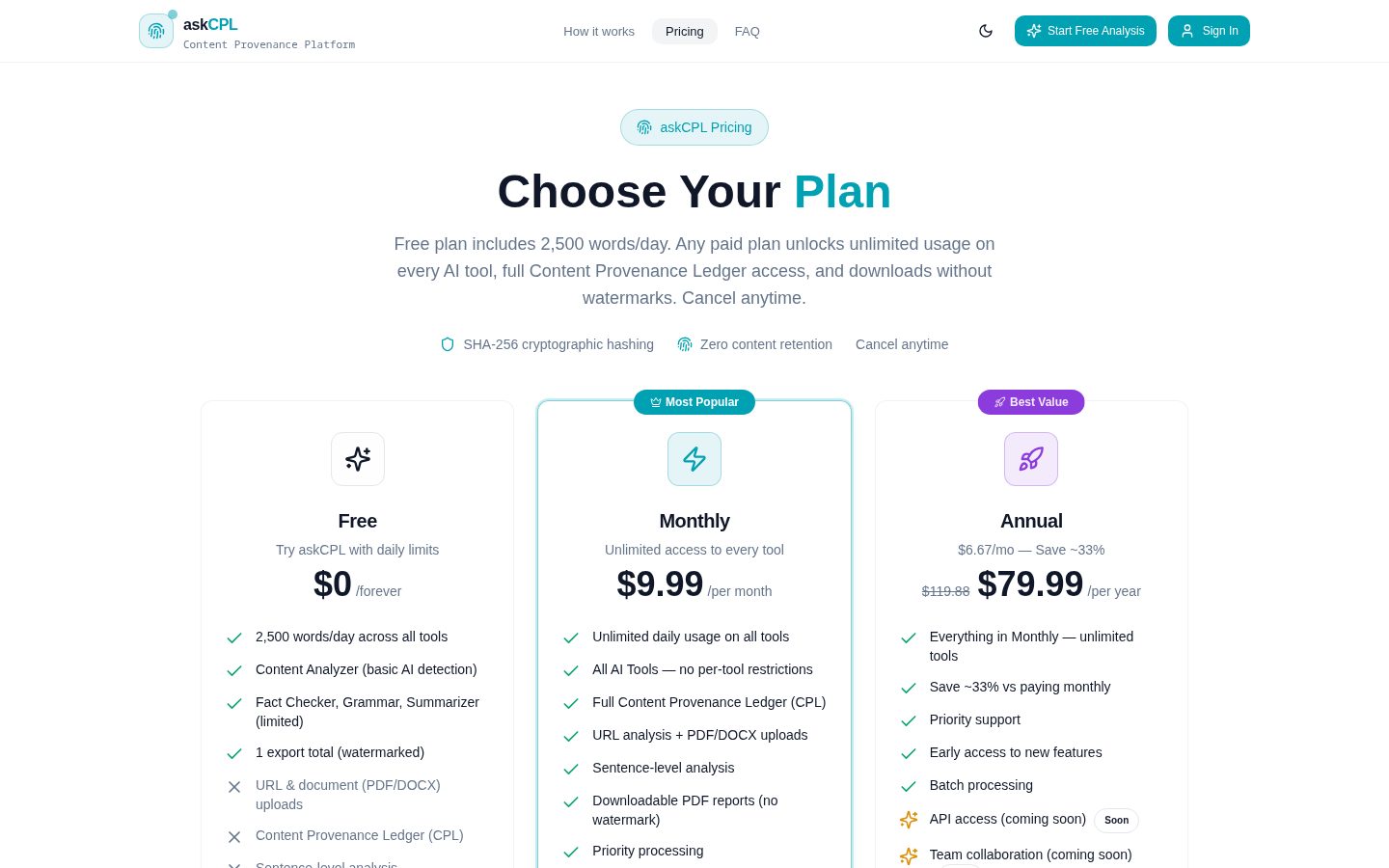 askCPL Pricing
