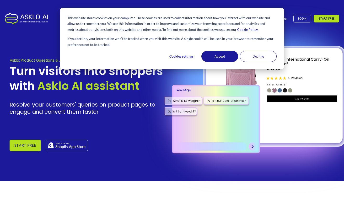 Asklo AI Homepage