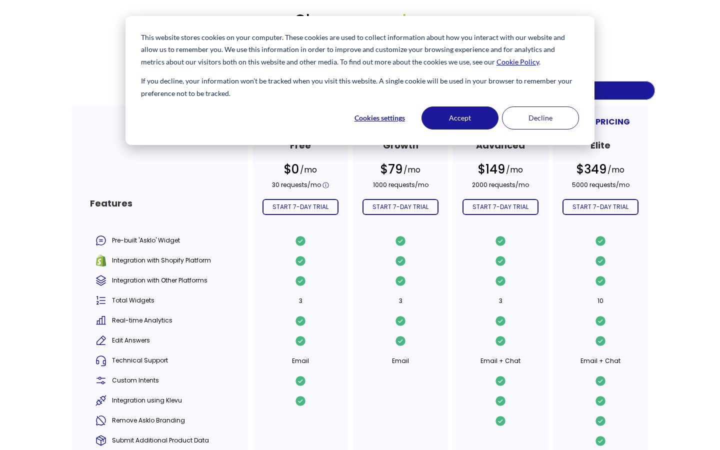 Asklo AI Pricing