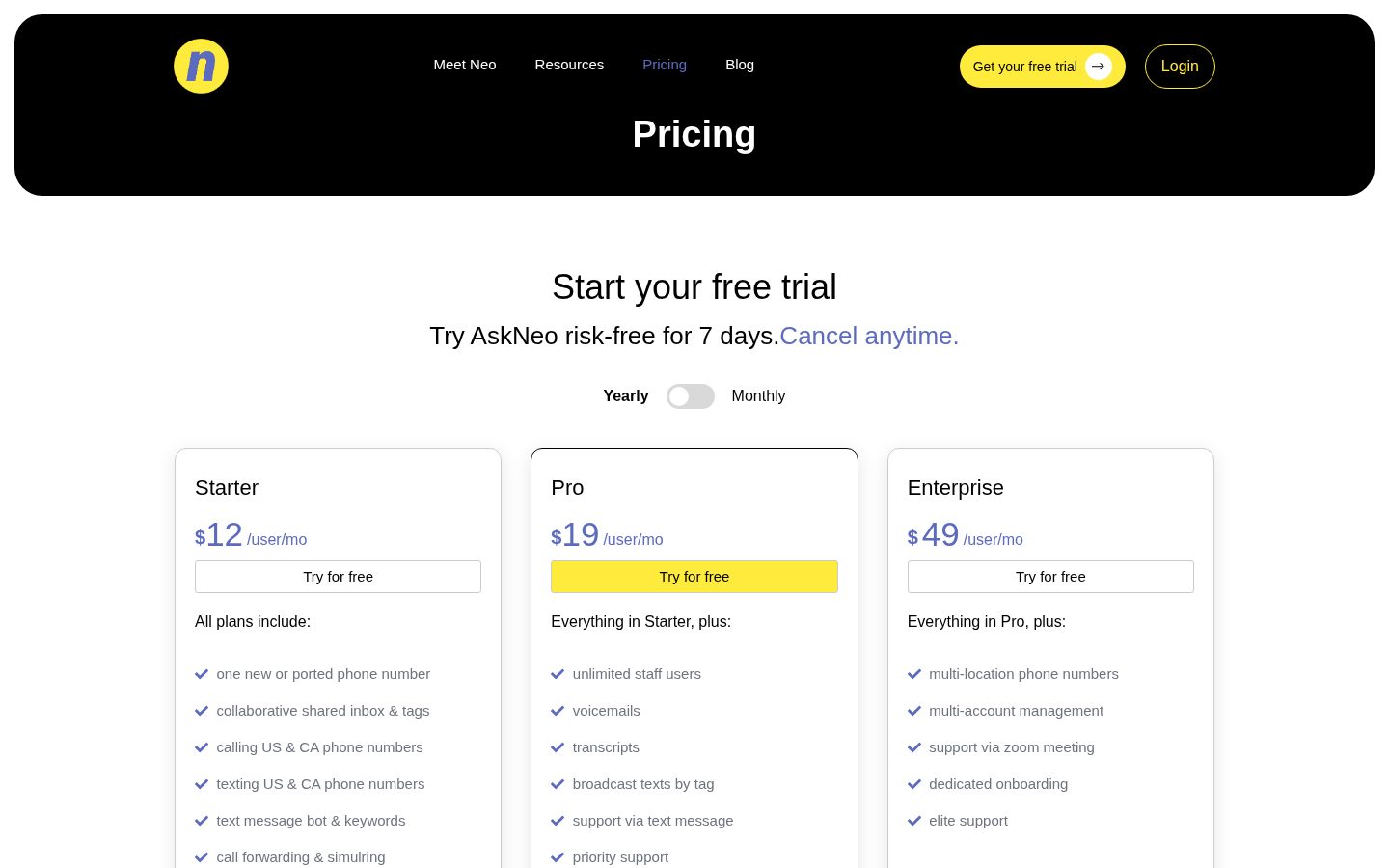 AskNeo Pricing