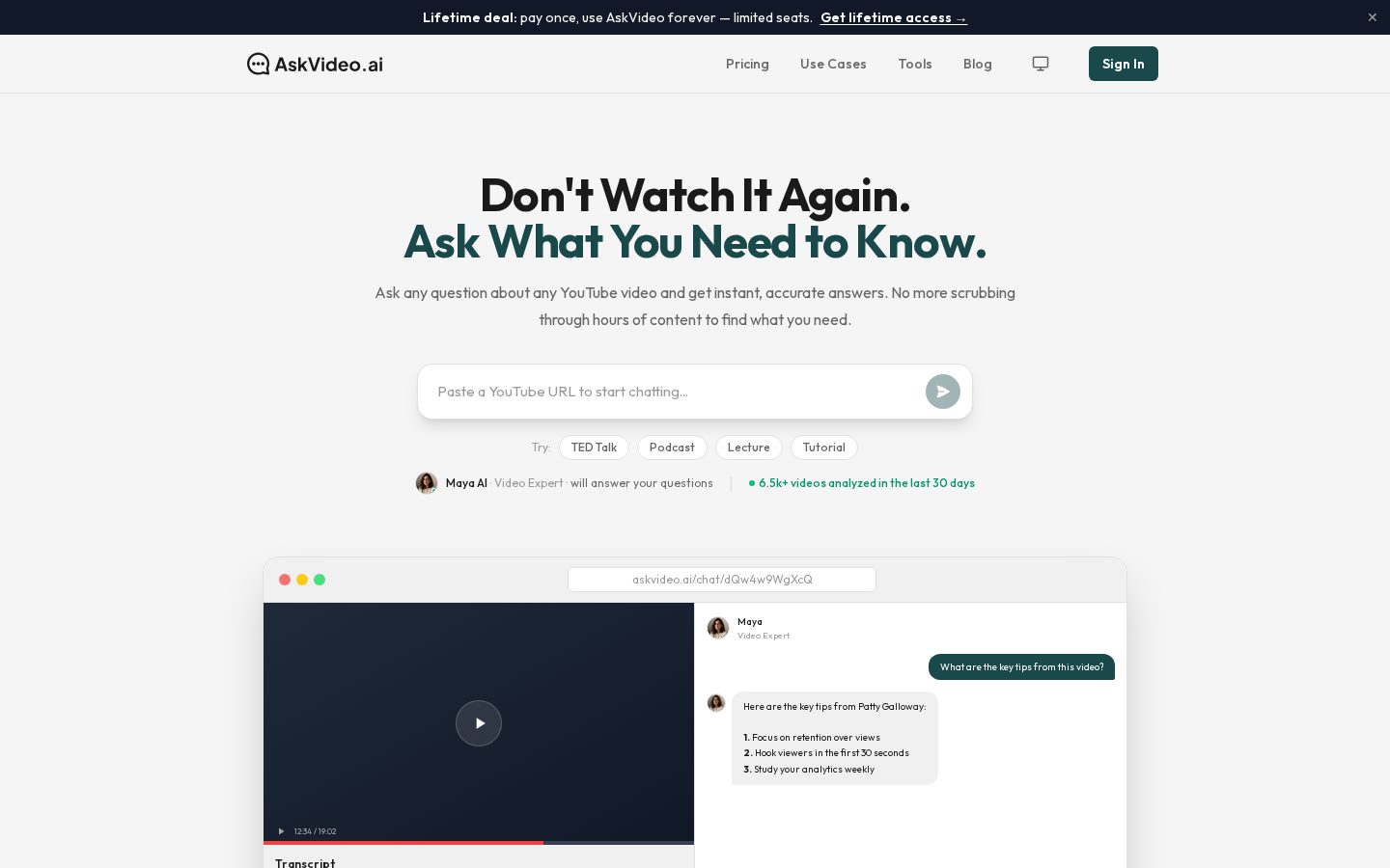 AskVideo.ai Homepage