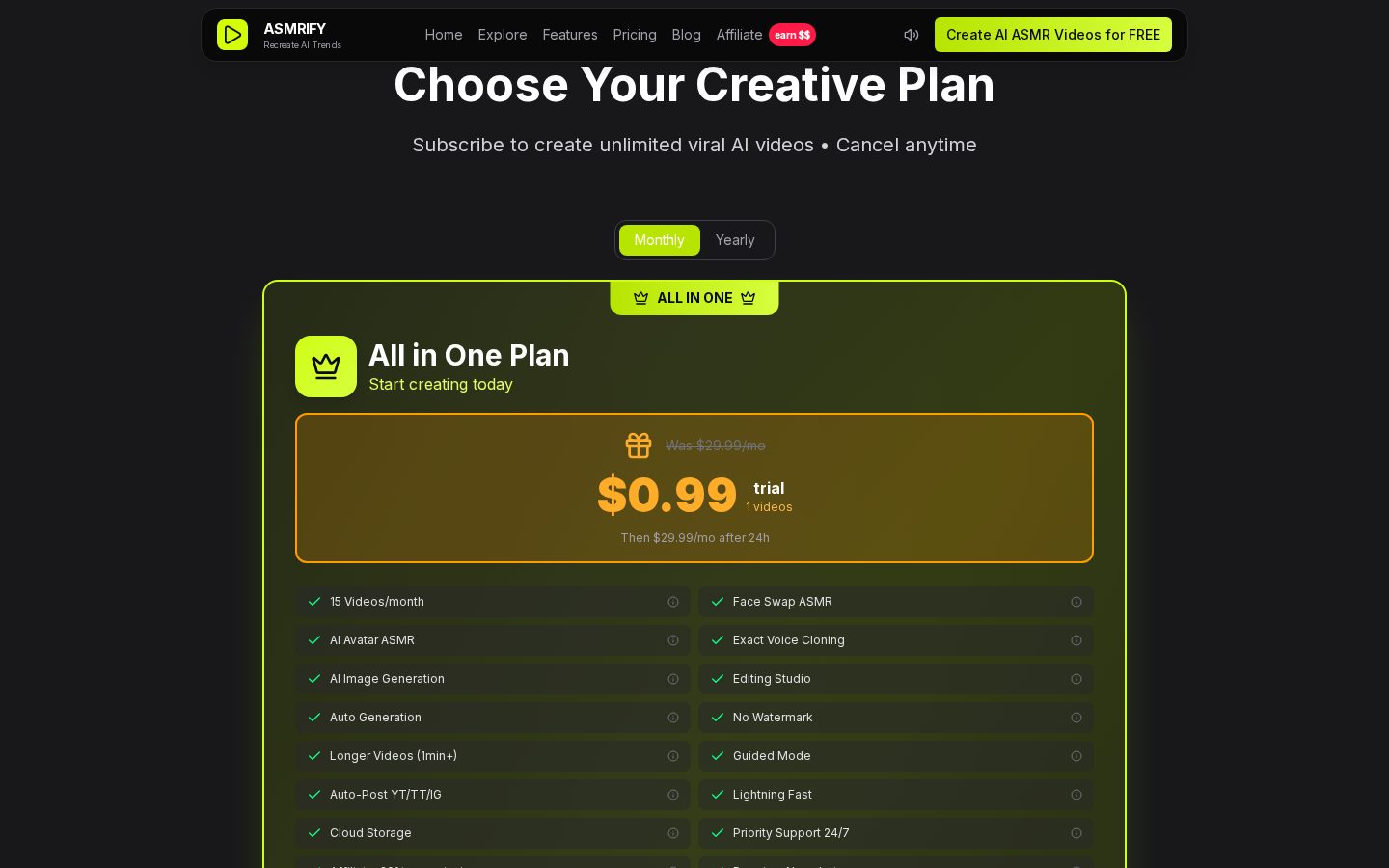 ASMRIFY Pricing