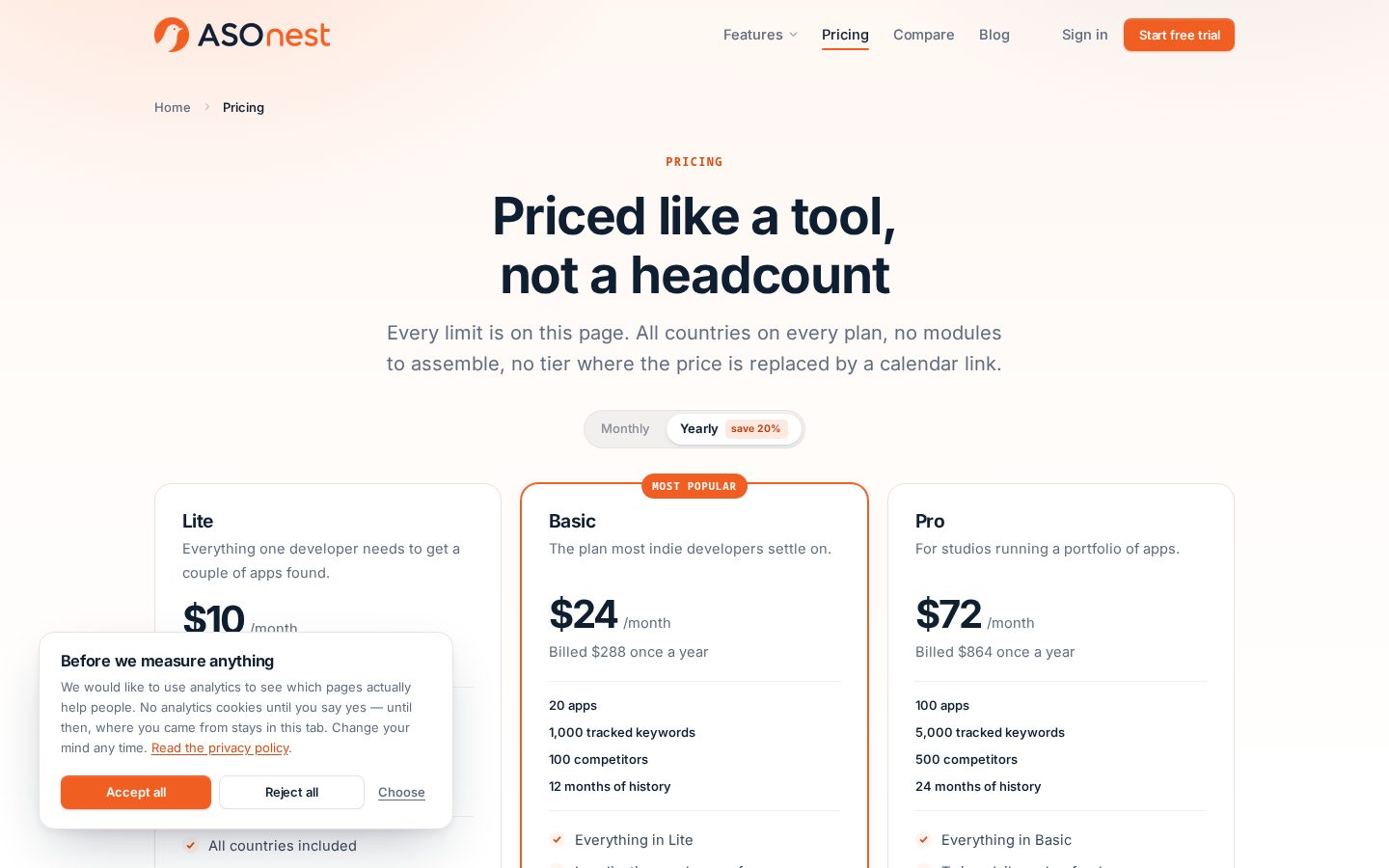 ASOnest Pricing