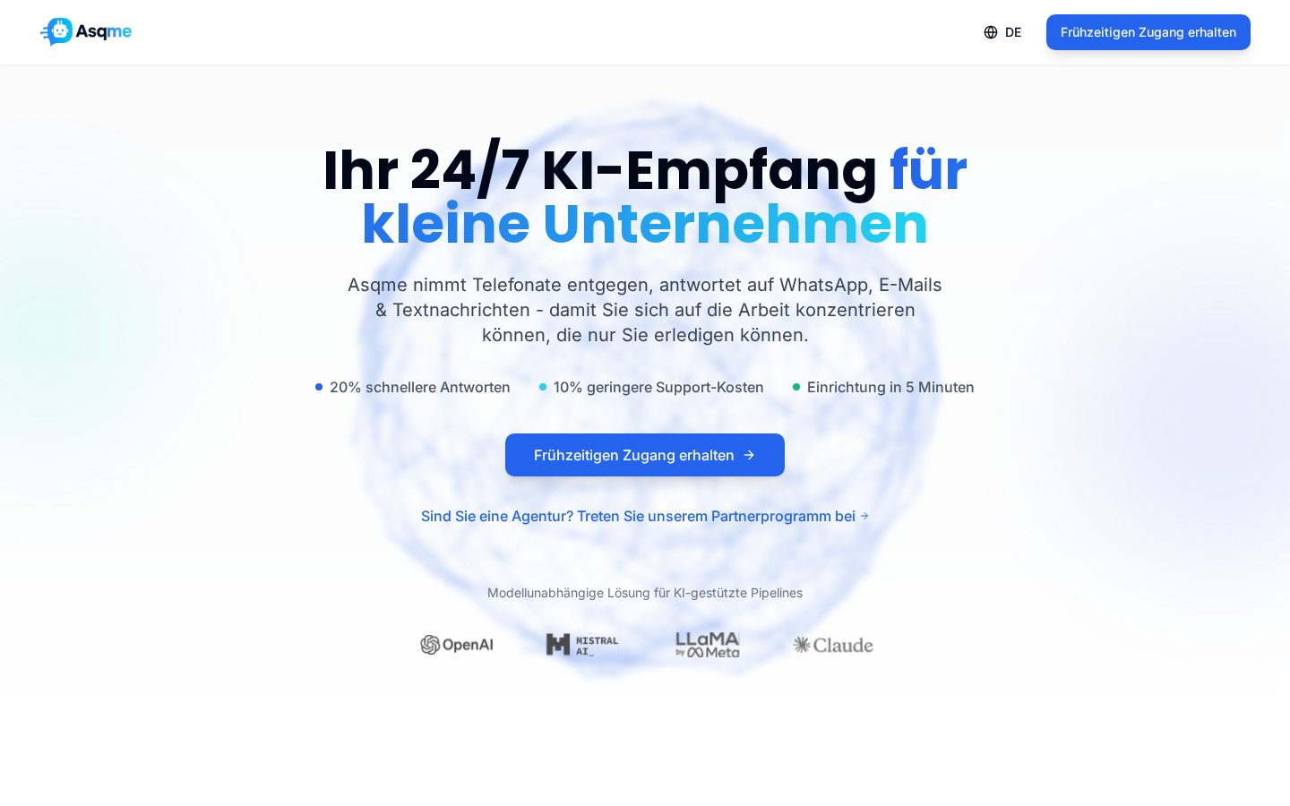 Asqme AI Homepage
