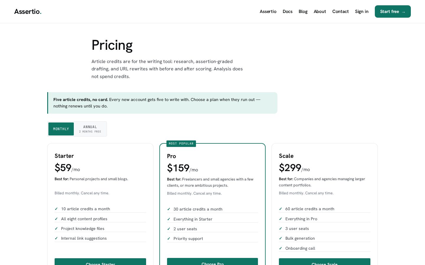 Assertio.ai Pricing