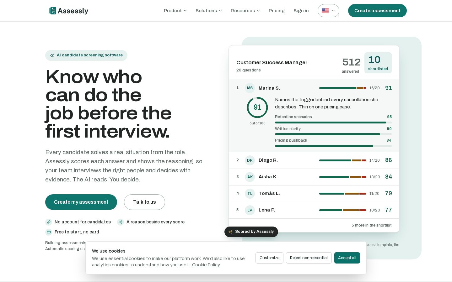 Assessly Homepage
