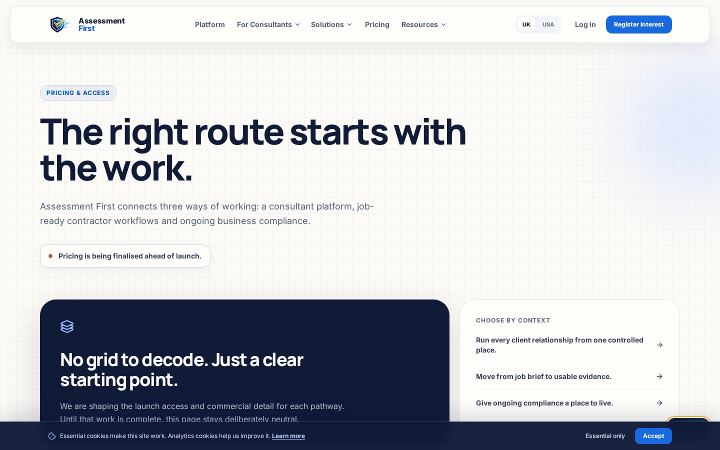 Assessment First Pricing