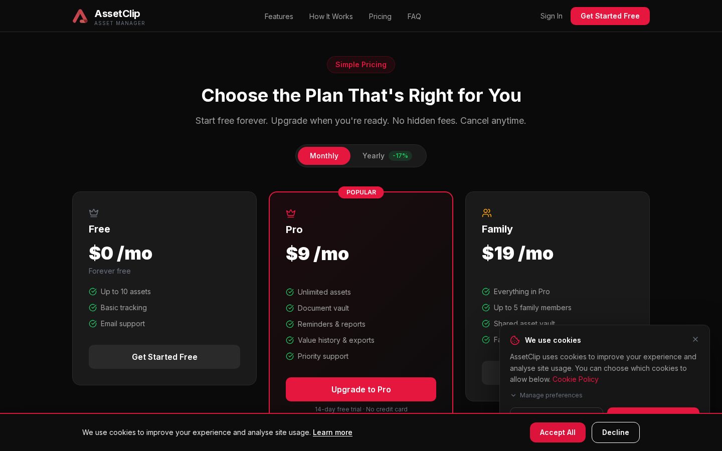 AssetClip Pricing