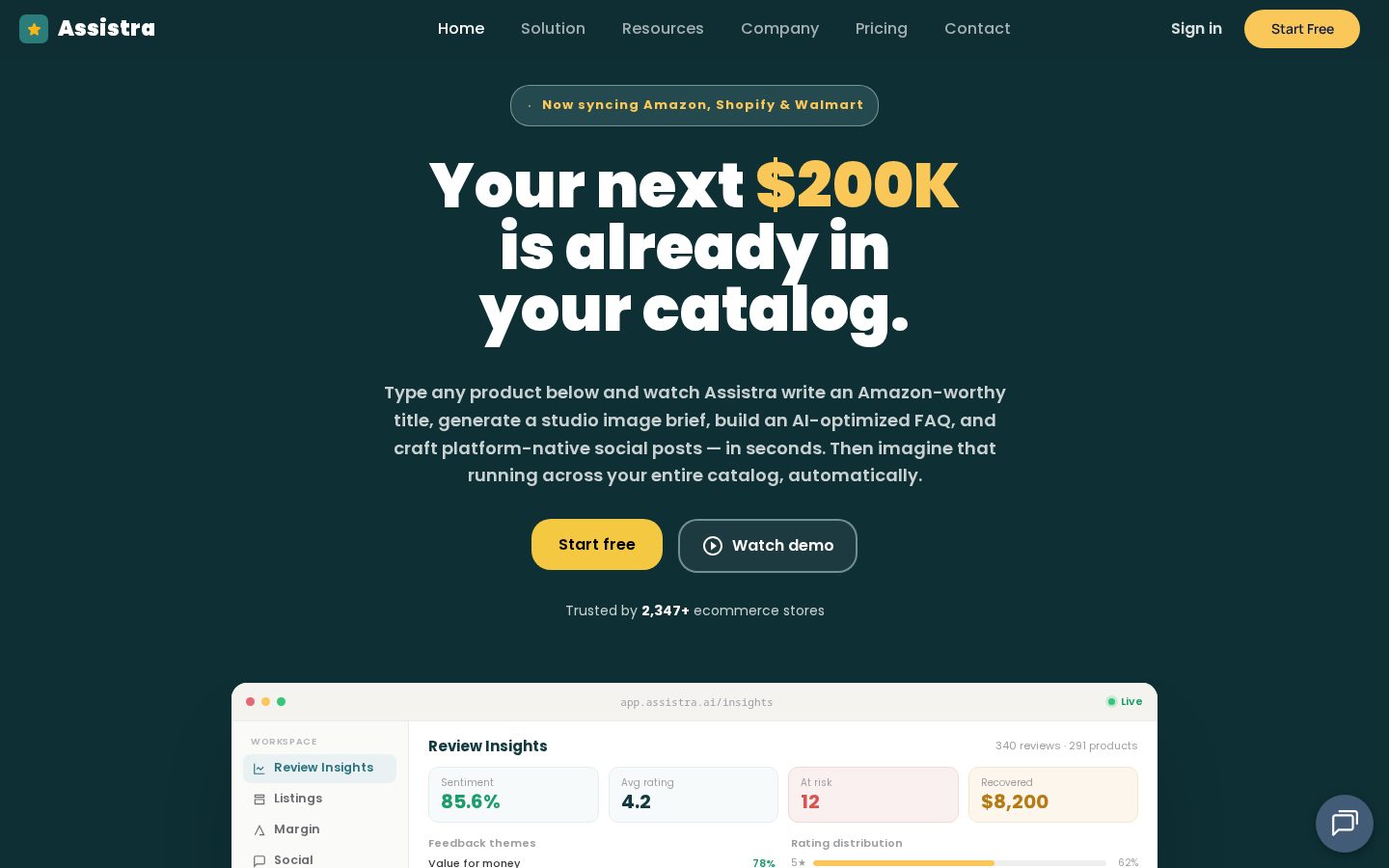Assistra.ai Homepage