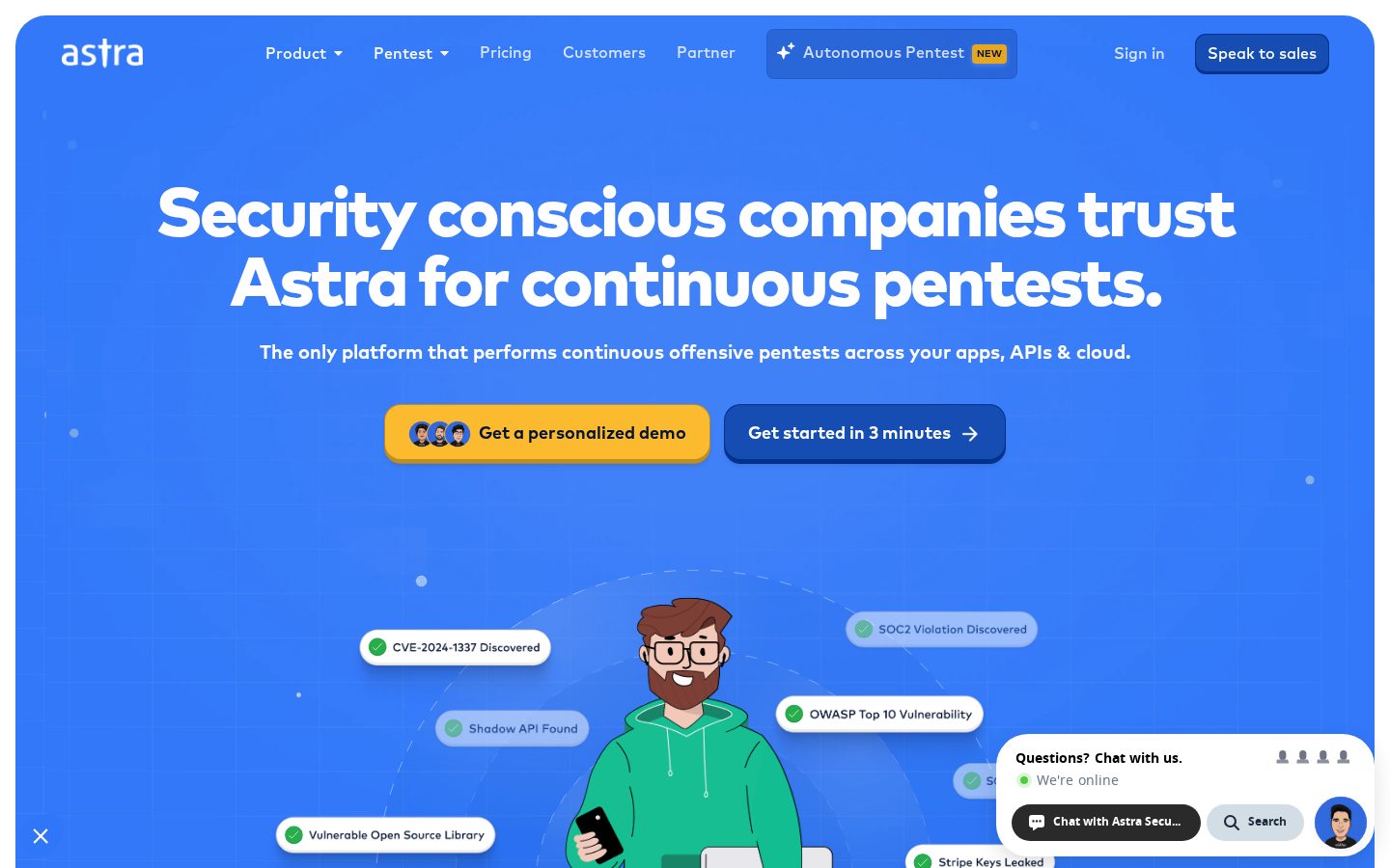 Astra Autonomous Pentest Homepage
