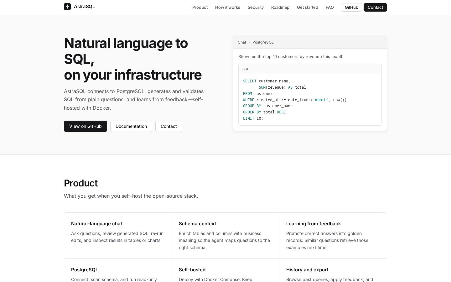 AstraSQL Agent Homepage