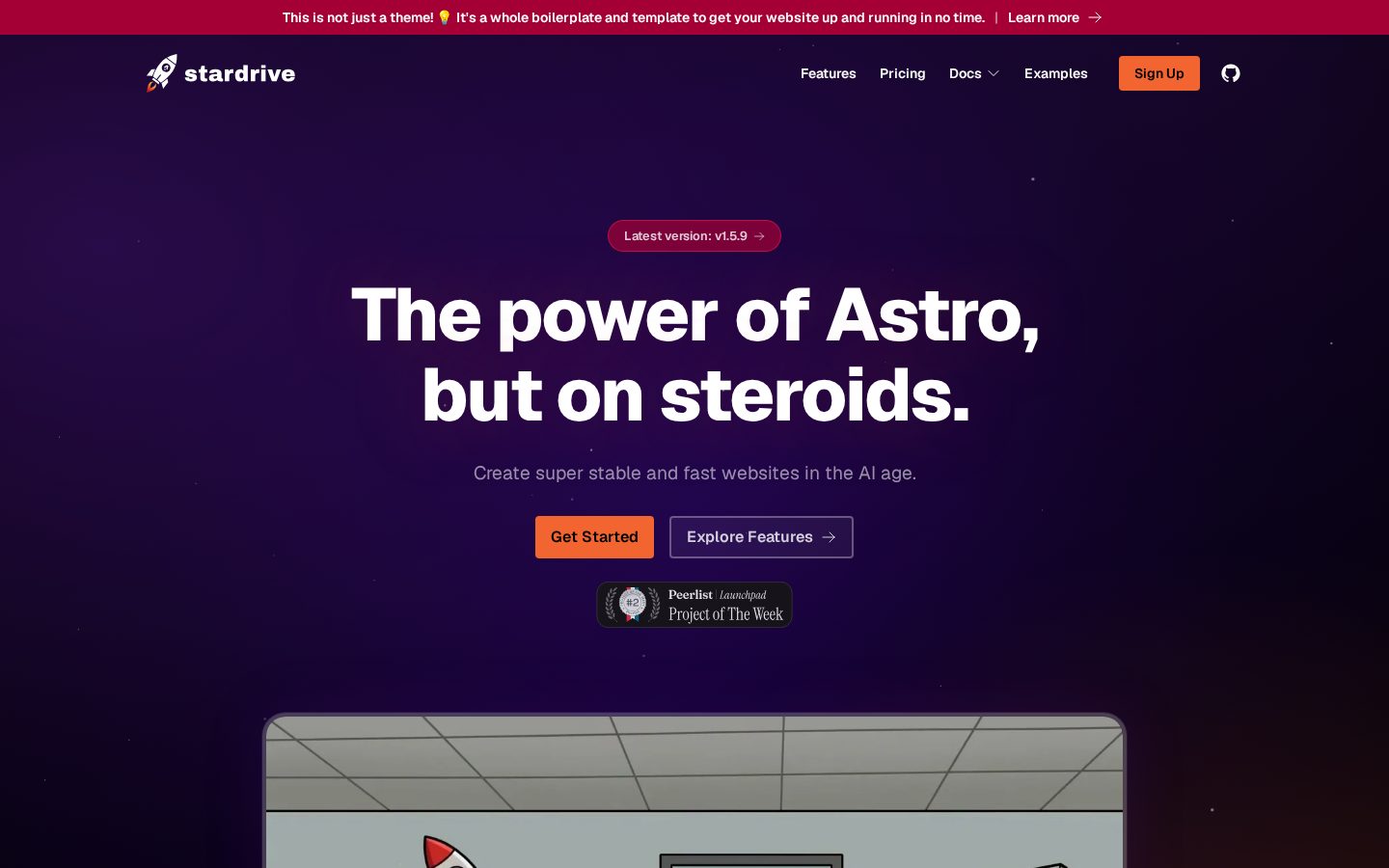 Astro Stardrive Boilerplate Homepage
