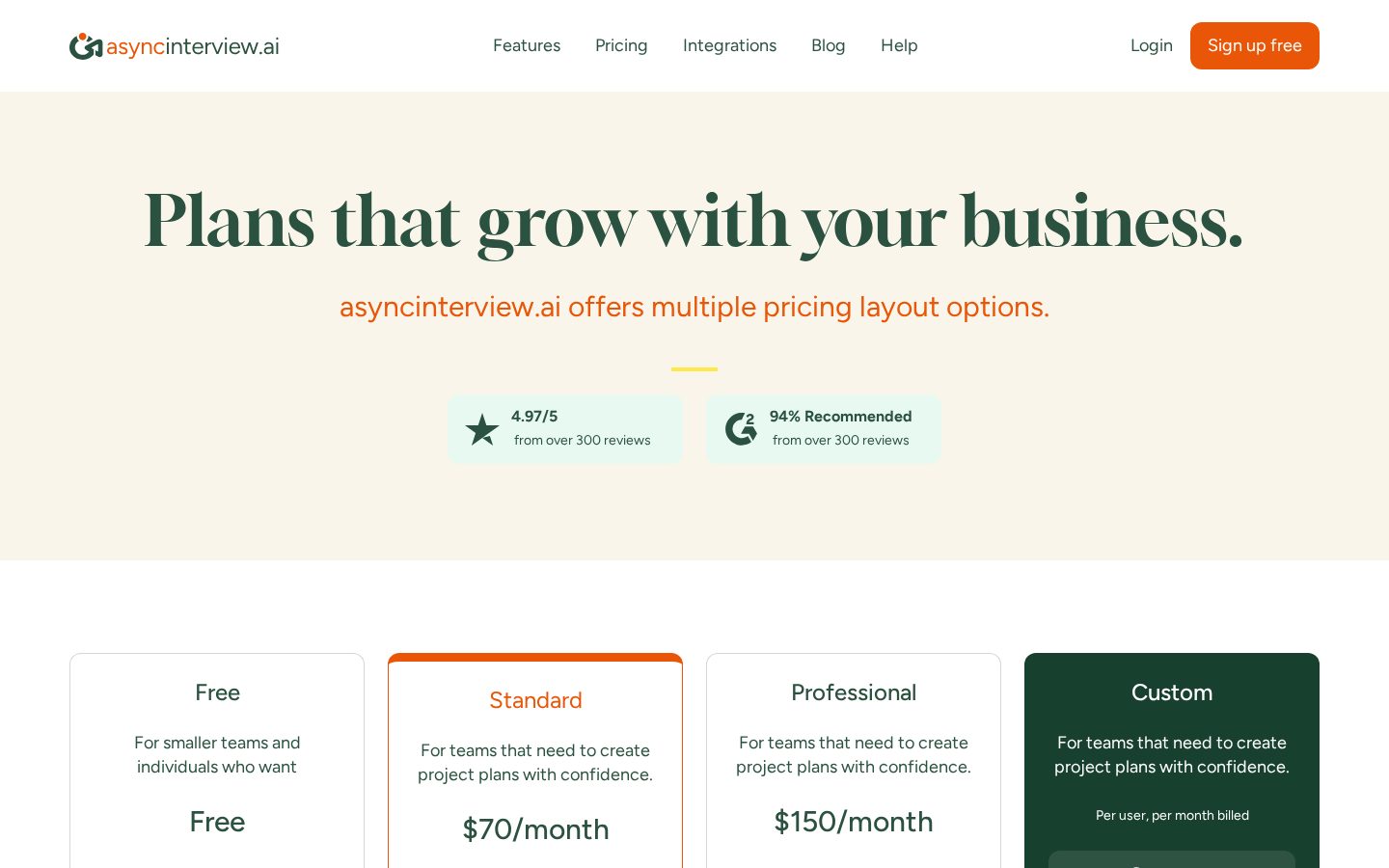 Async Interview Pricing