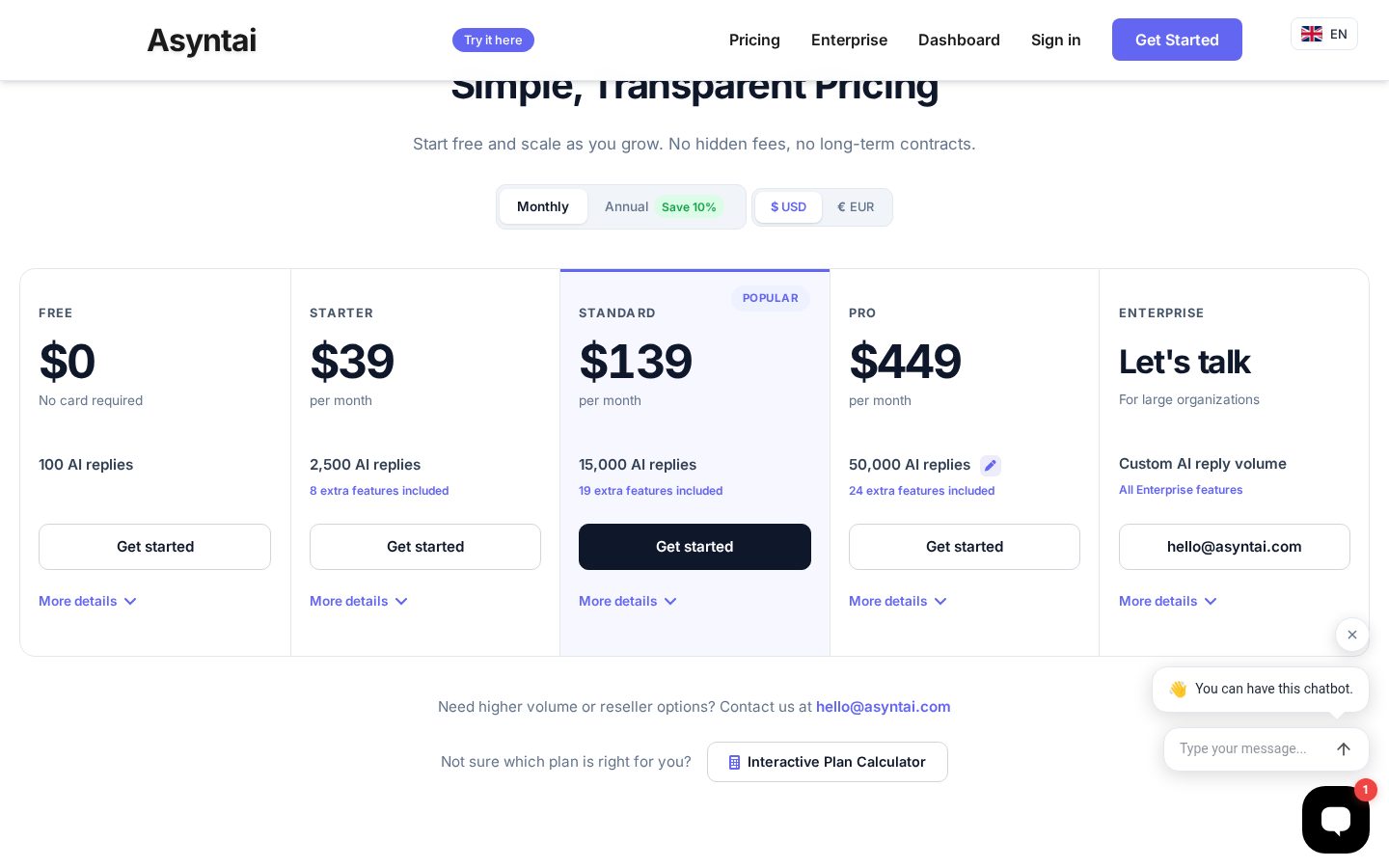 Asyntai Pricing