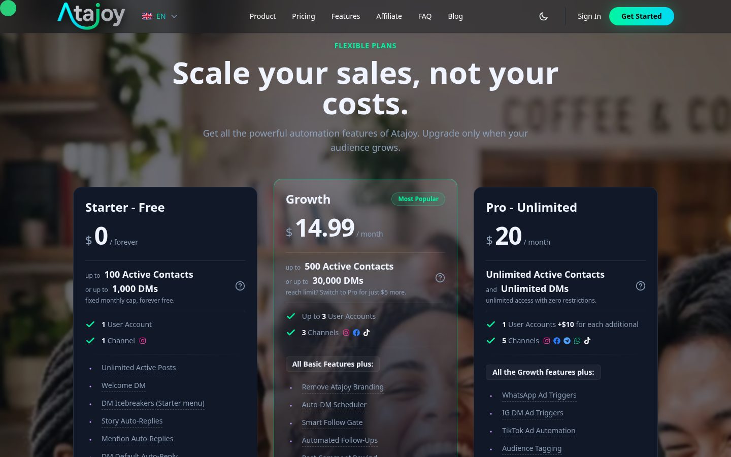 Atajoy Pricing