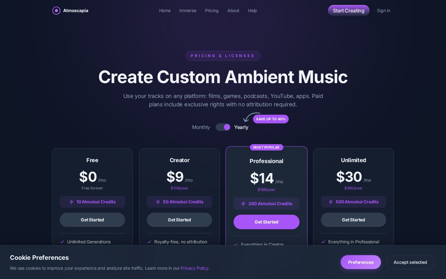 Atmoscapia Pricing