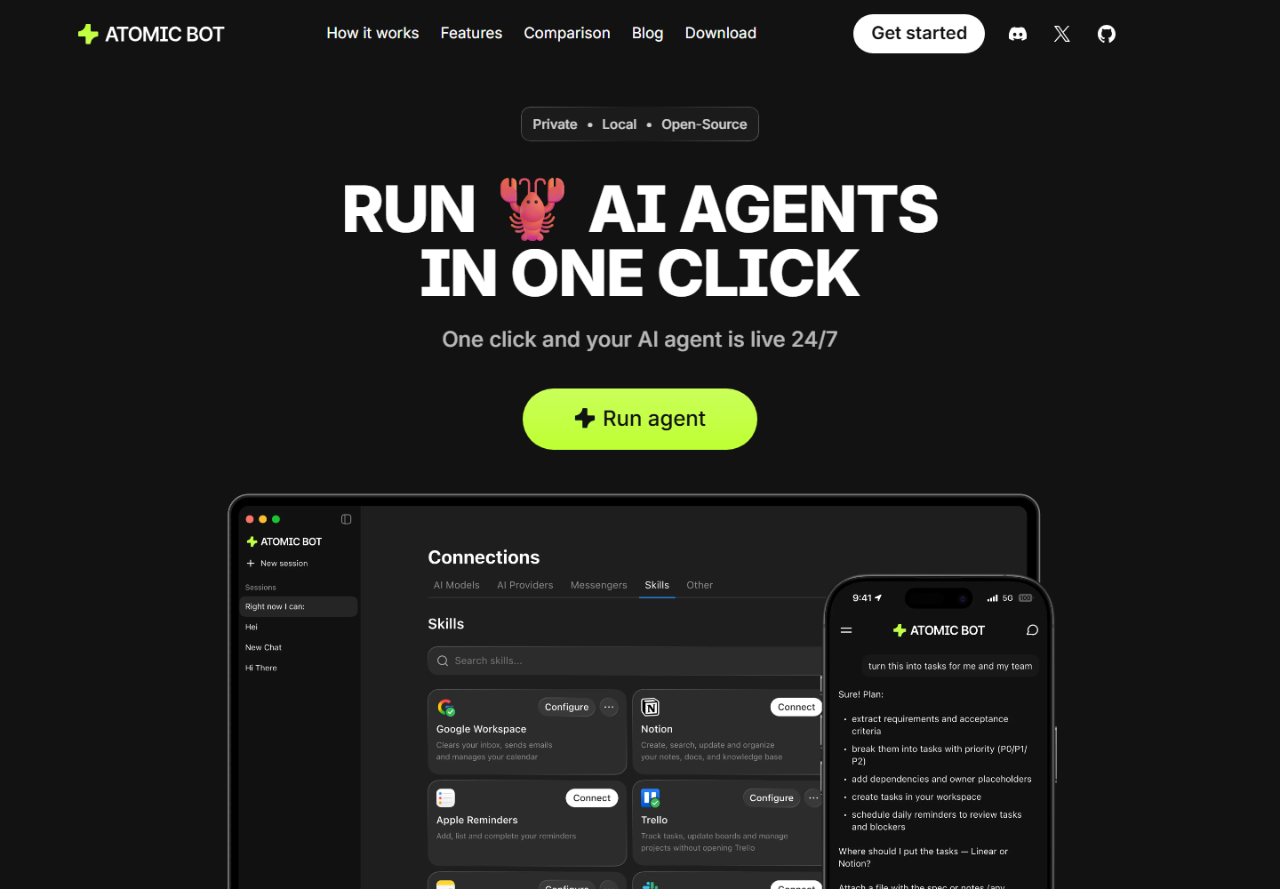 Atomic Bot homepage