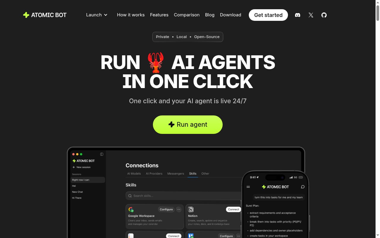 Atomic Bot homepage