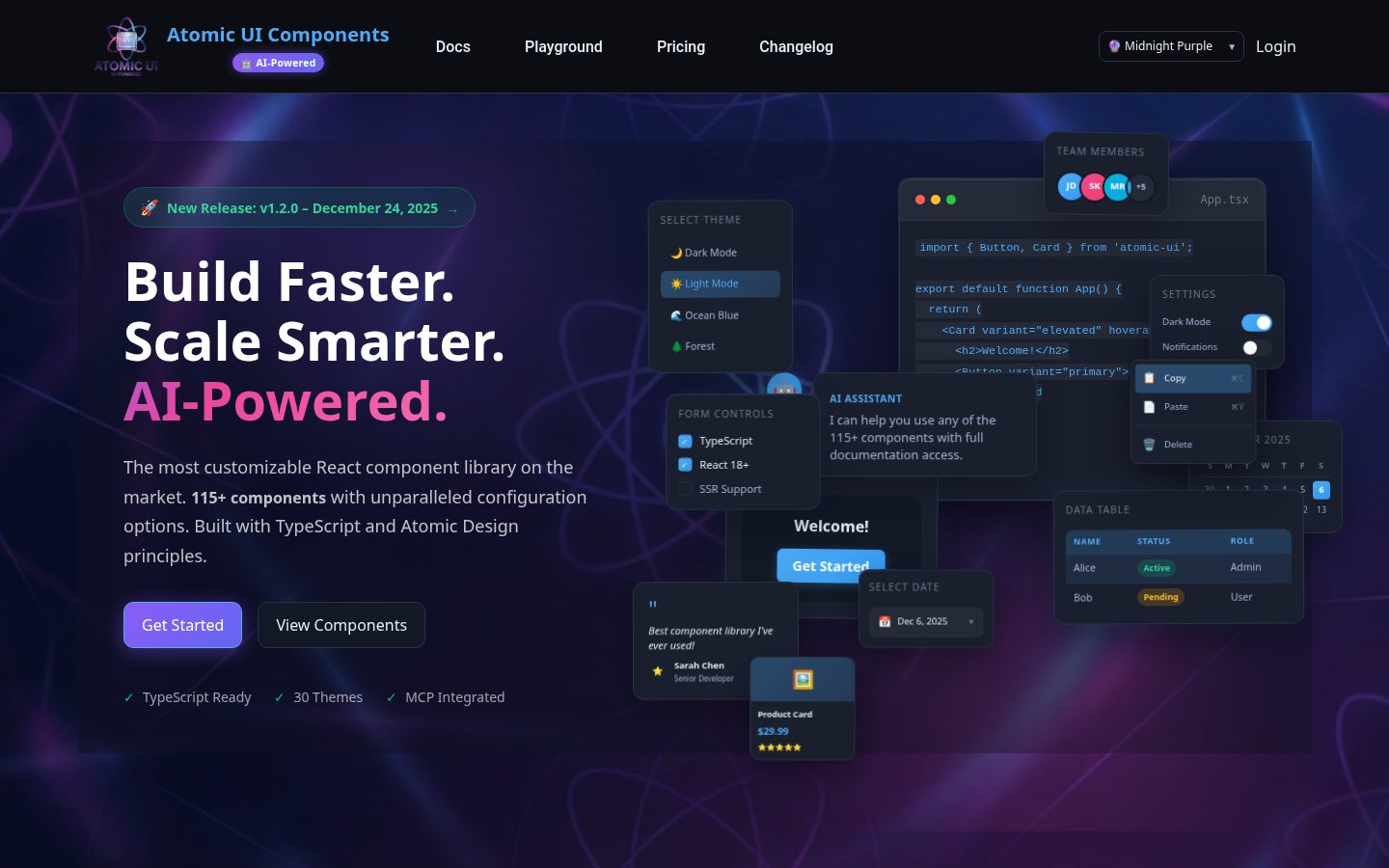 Atomic UI Components for React Homepage