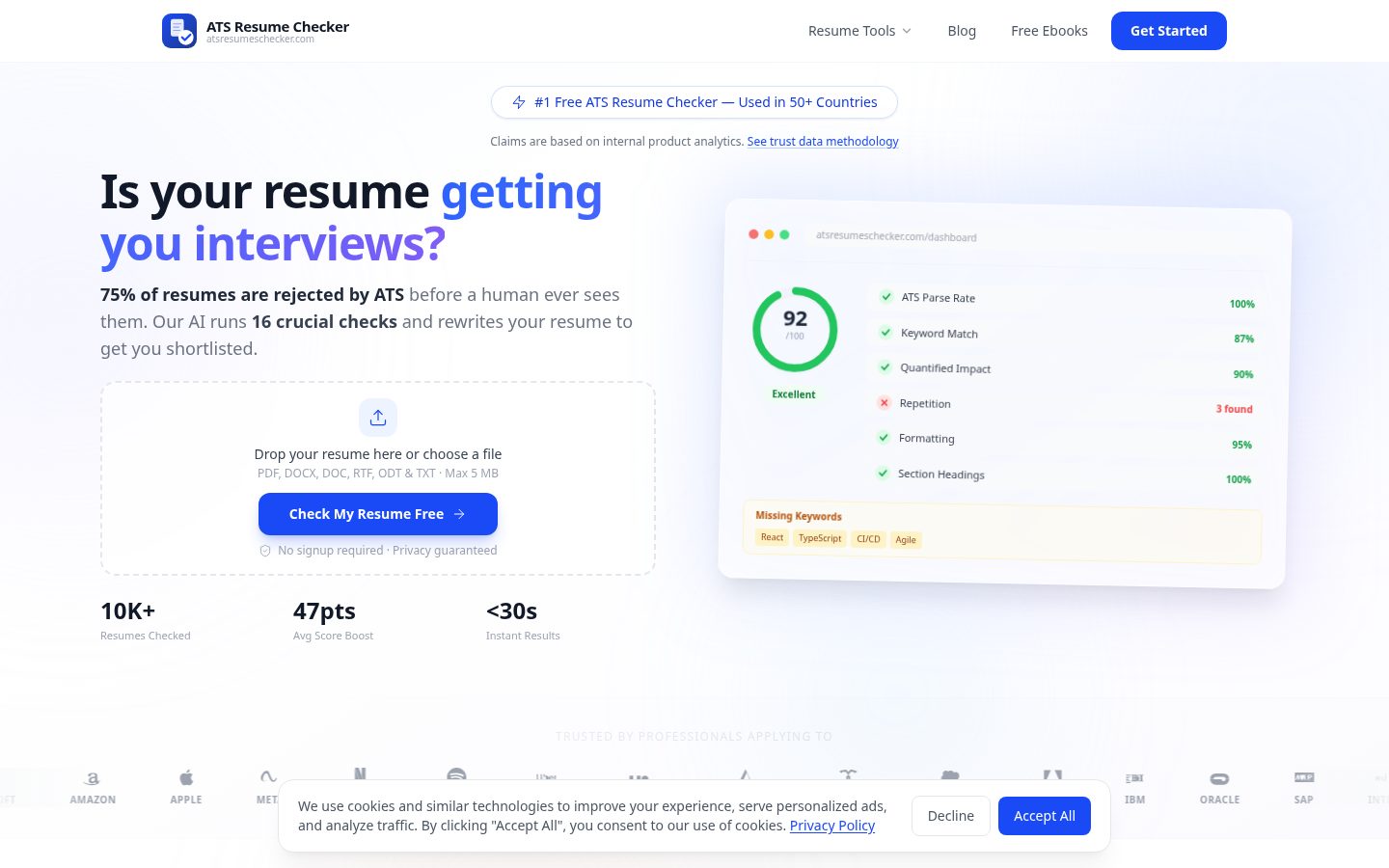 ATS Resume Checker Homepage