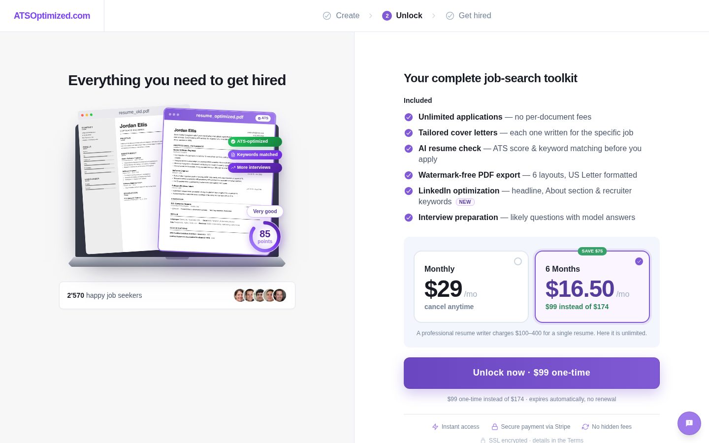 ATSOptimized.com Pricing