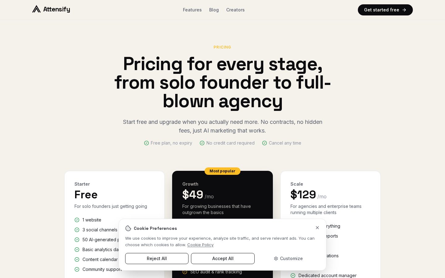Attensify Pricing