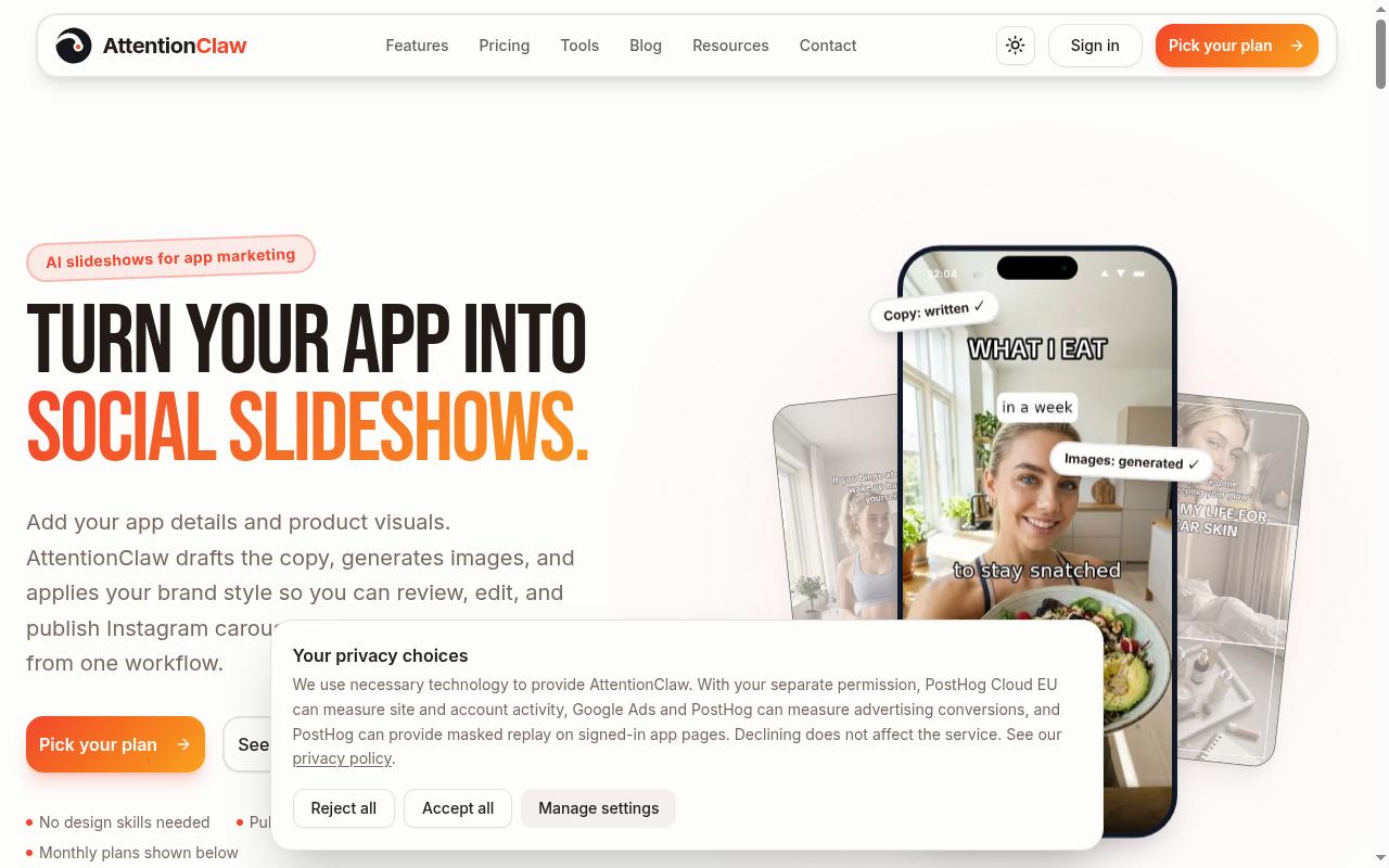 Attentionclaw Homepage