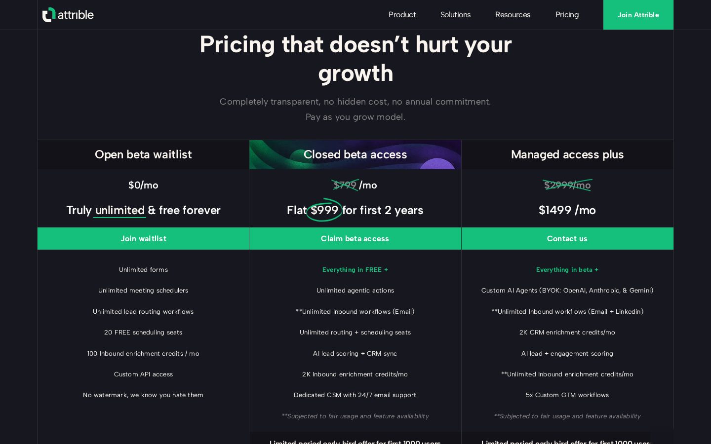 Attrible Pricing