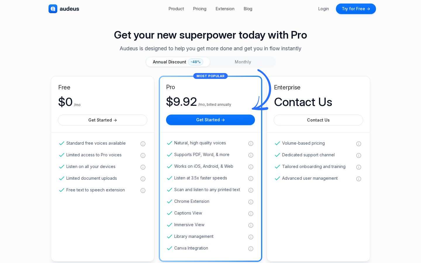 Audeus Pricing