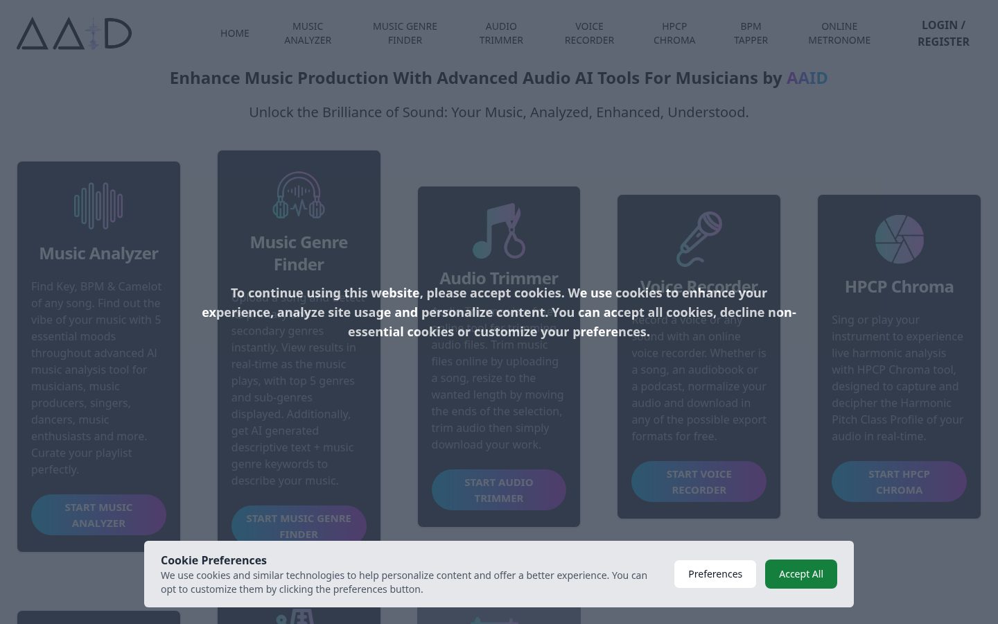Audio AI Dynamics Homepage
