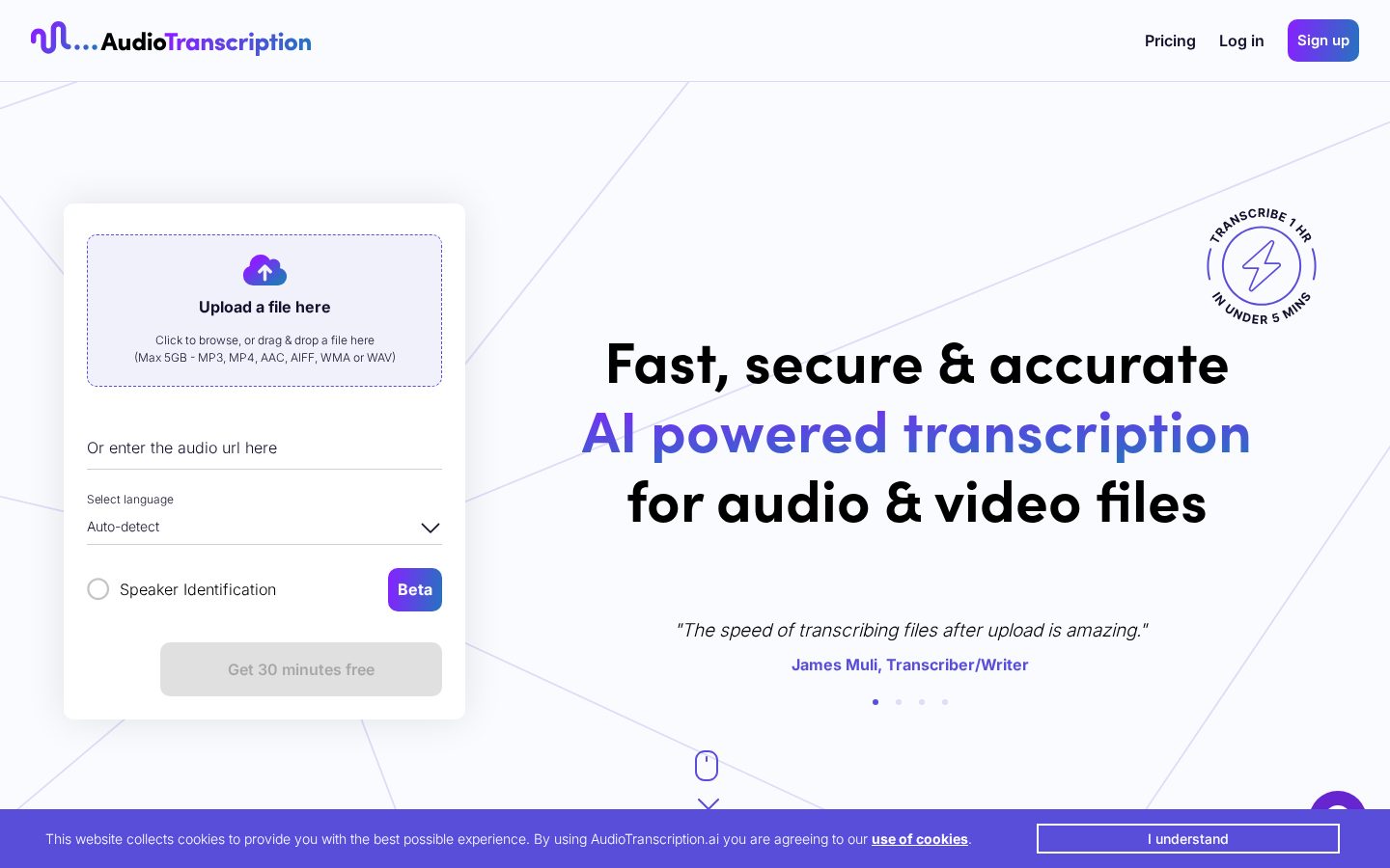 Audio Transcription Homepage