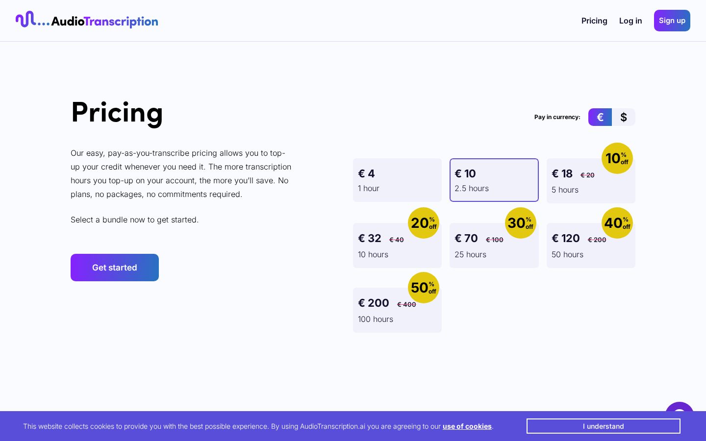 Audio Transcription Pricing