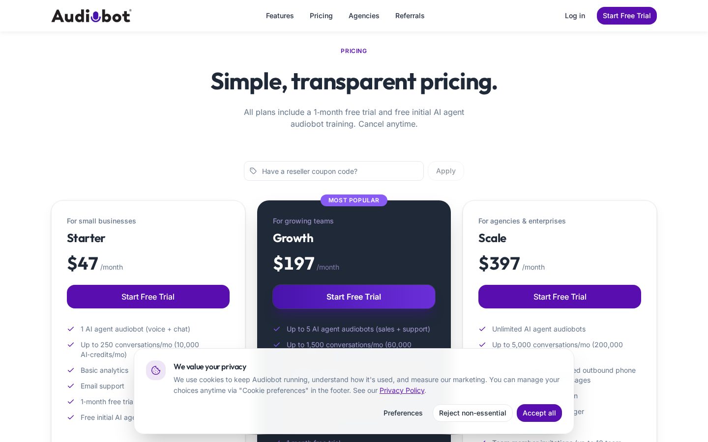 Audiobot Pricing