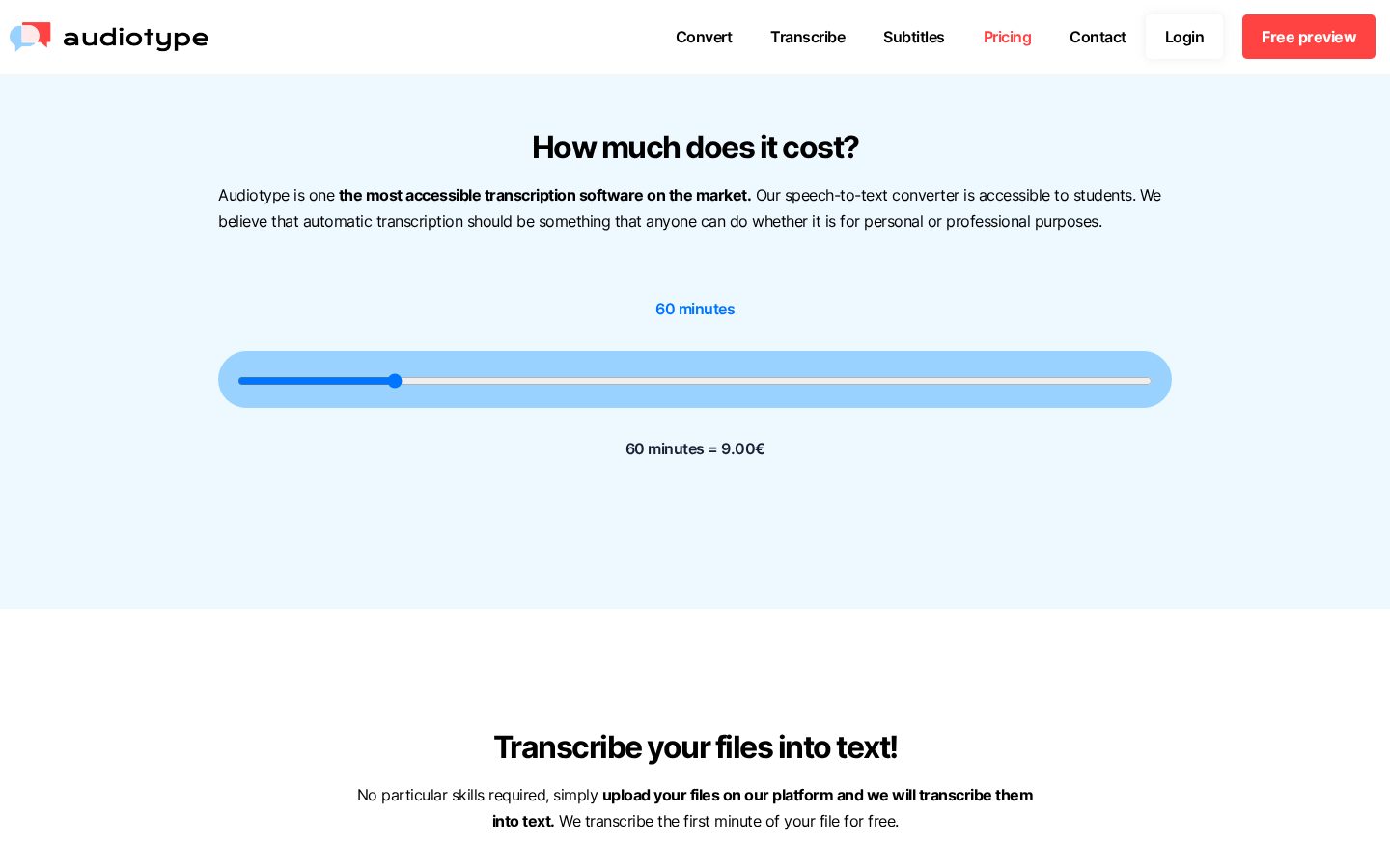 Audiotype Pricing