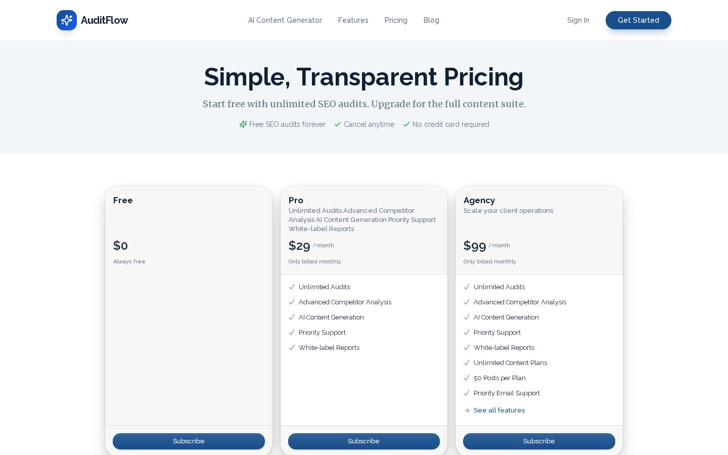 Auditflow Pricing