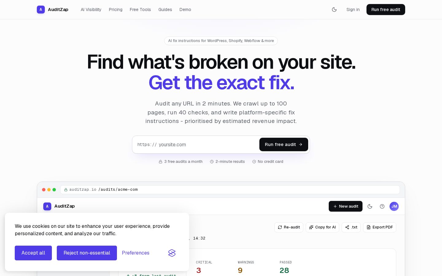 AuditZap Homepage