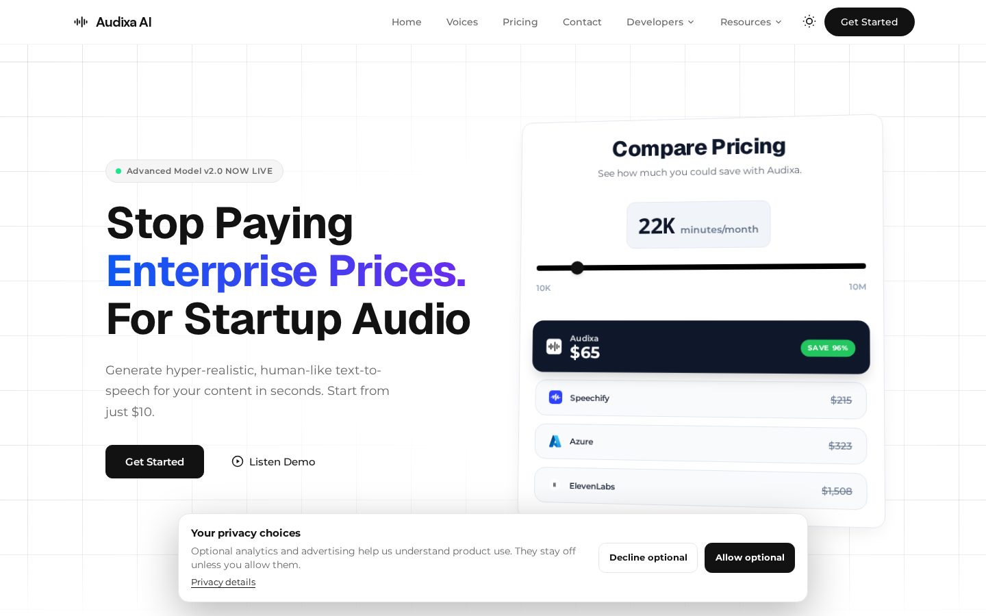 Audixa AI Homepage