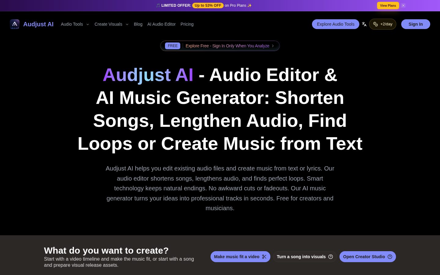 Audjust AI Homepage