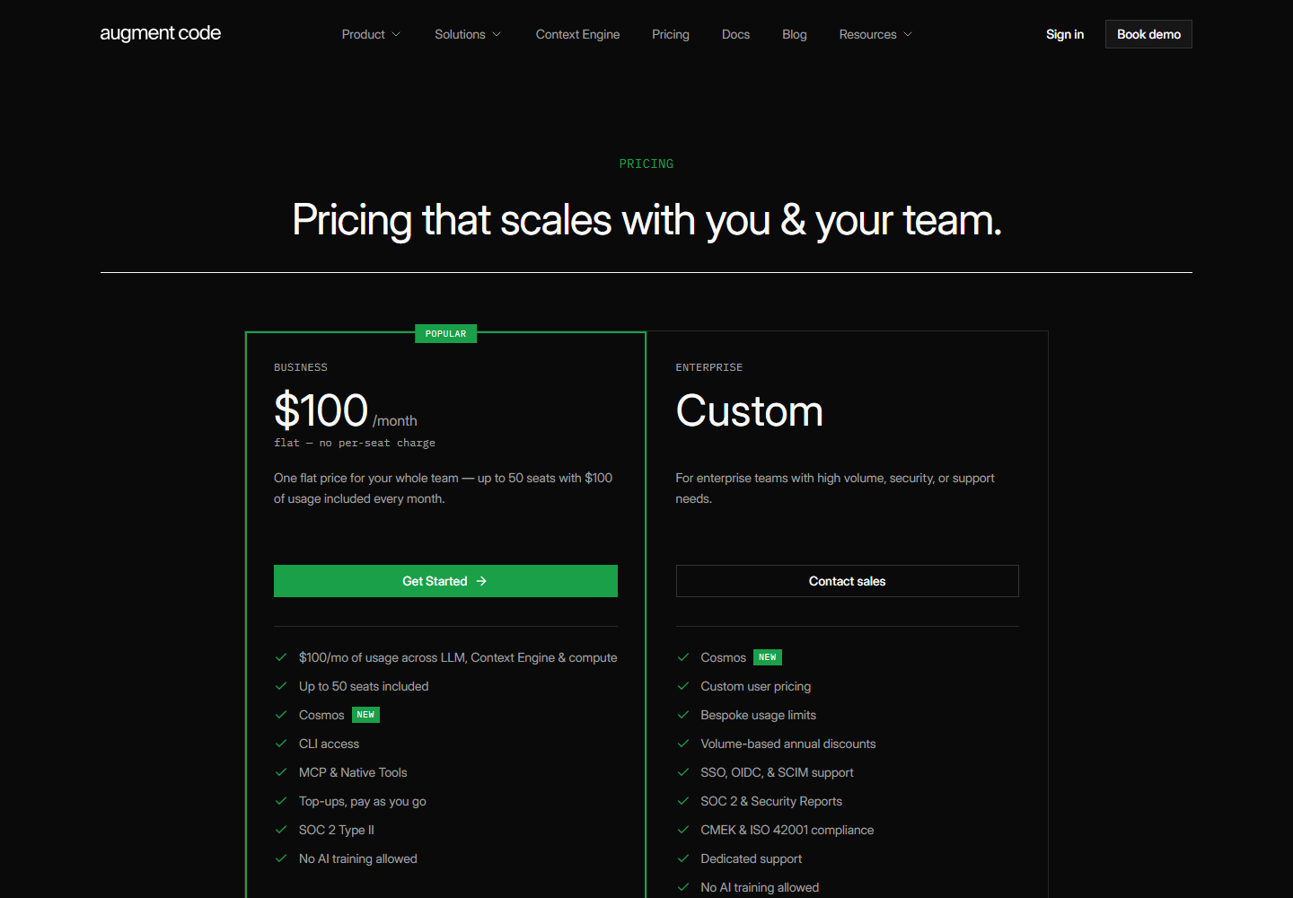 Augment Code pricing