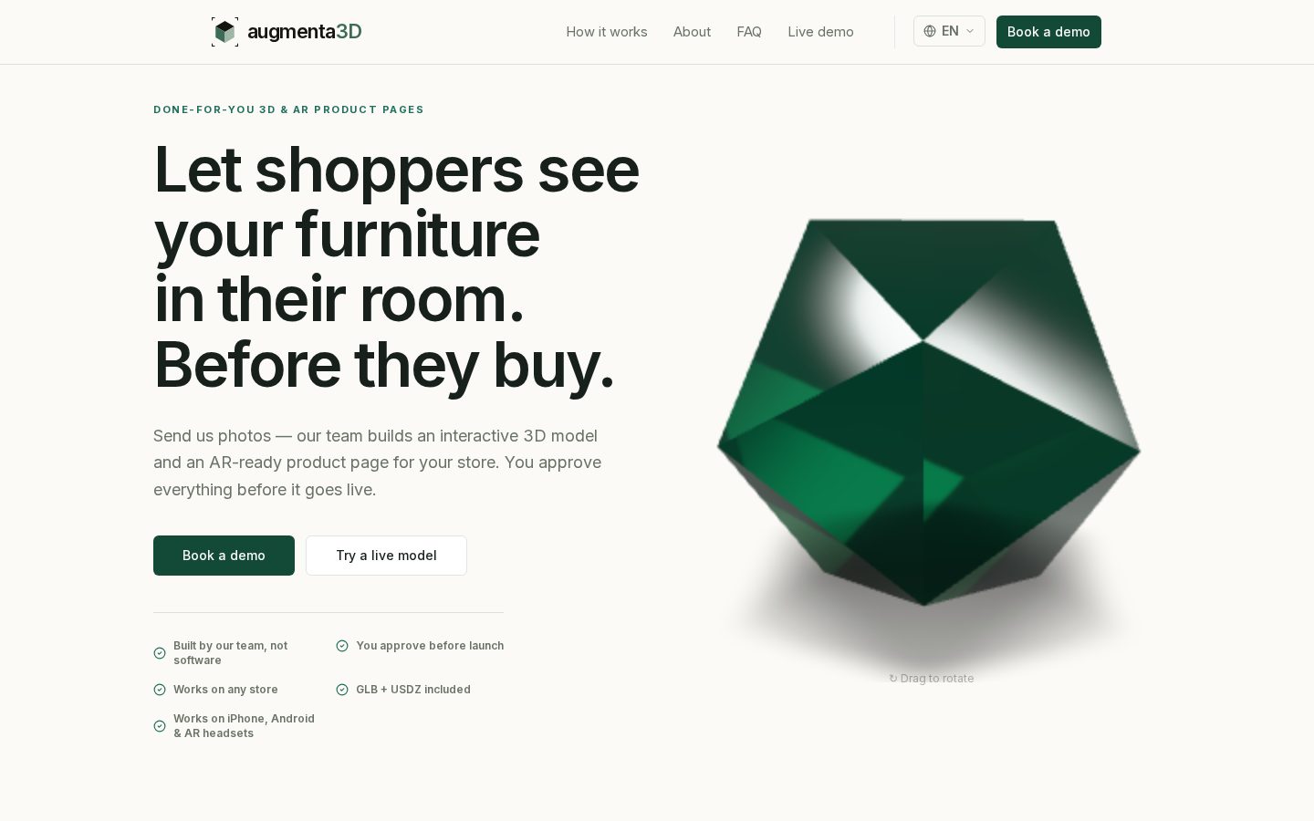 Augmenta3D Homepage