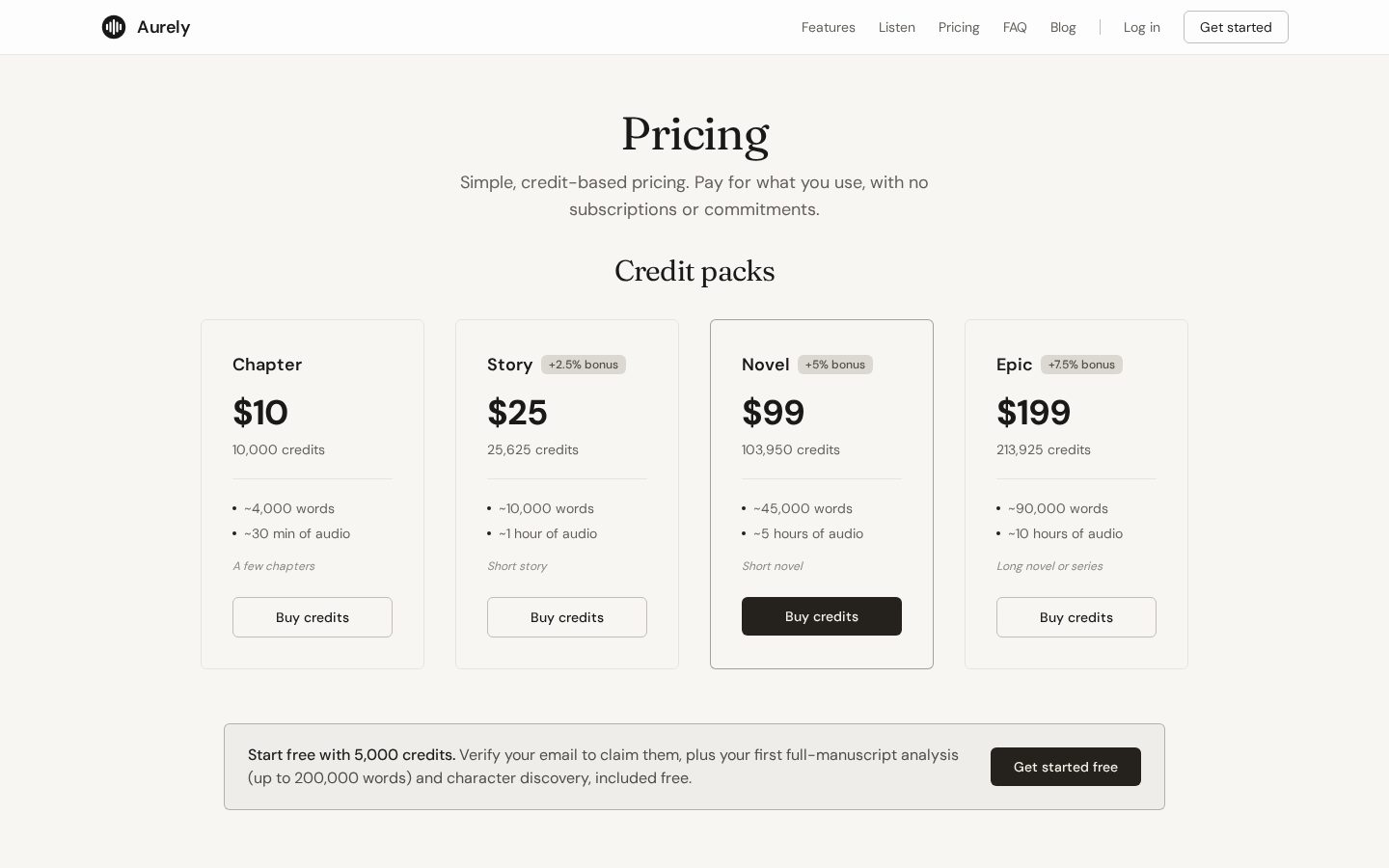 Aurely Pricing