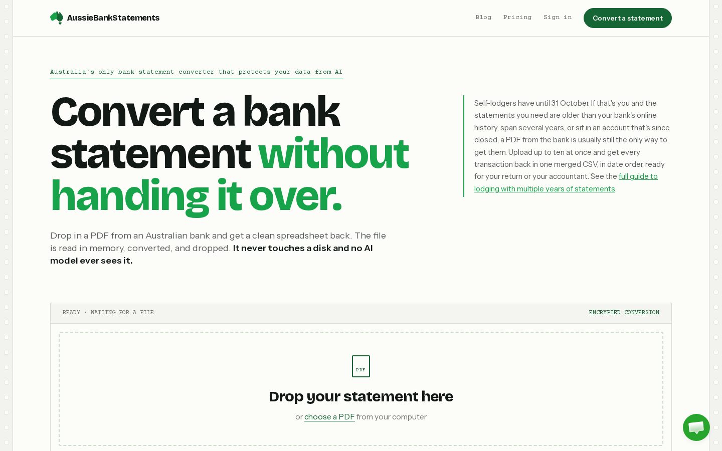 AussieBankStatements Homepage