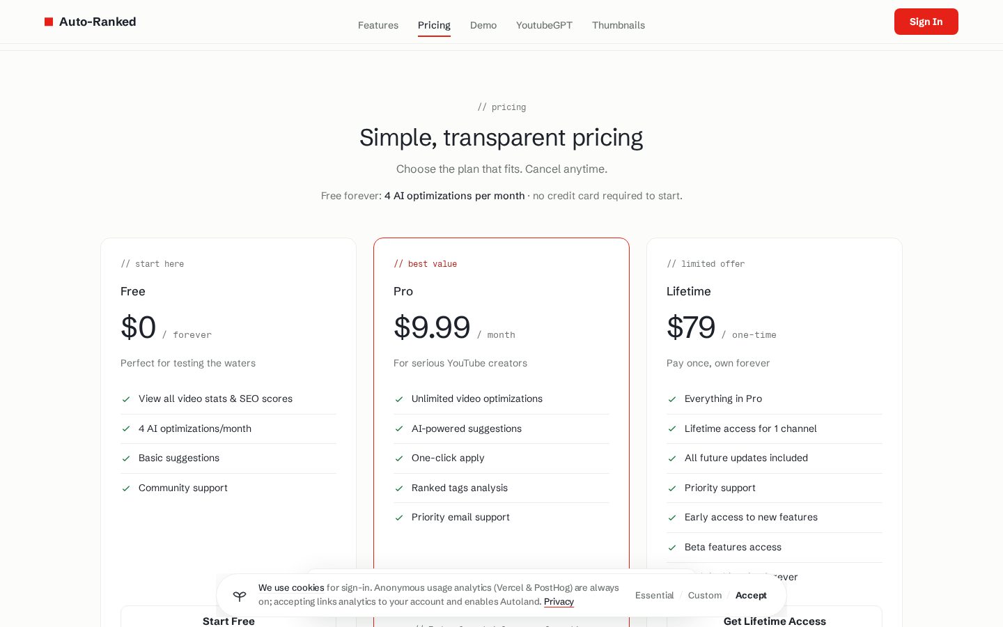 Auto-Ranked Pricing
